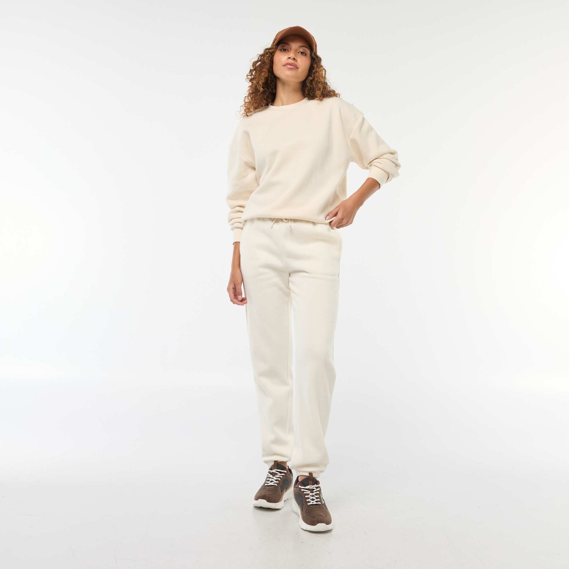 Sweat uni en molleton chaud CRèME