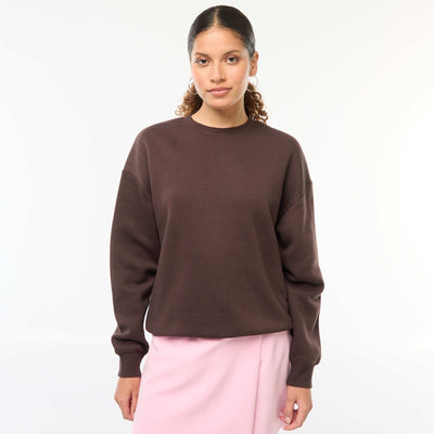 Sweat uni en molleton chaud MARRON