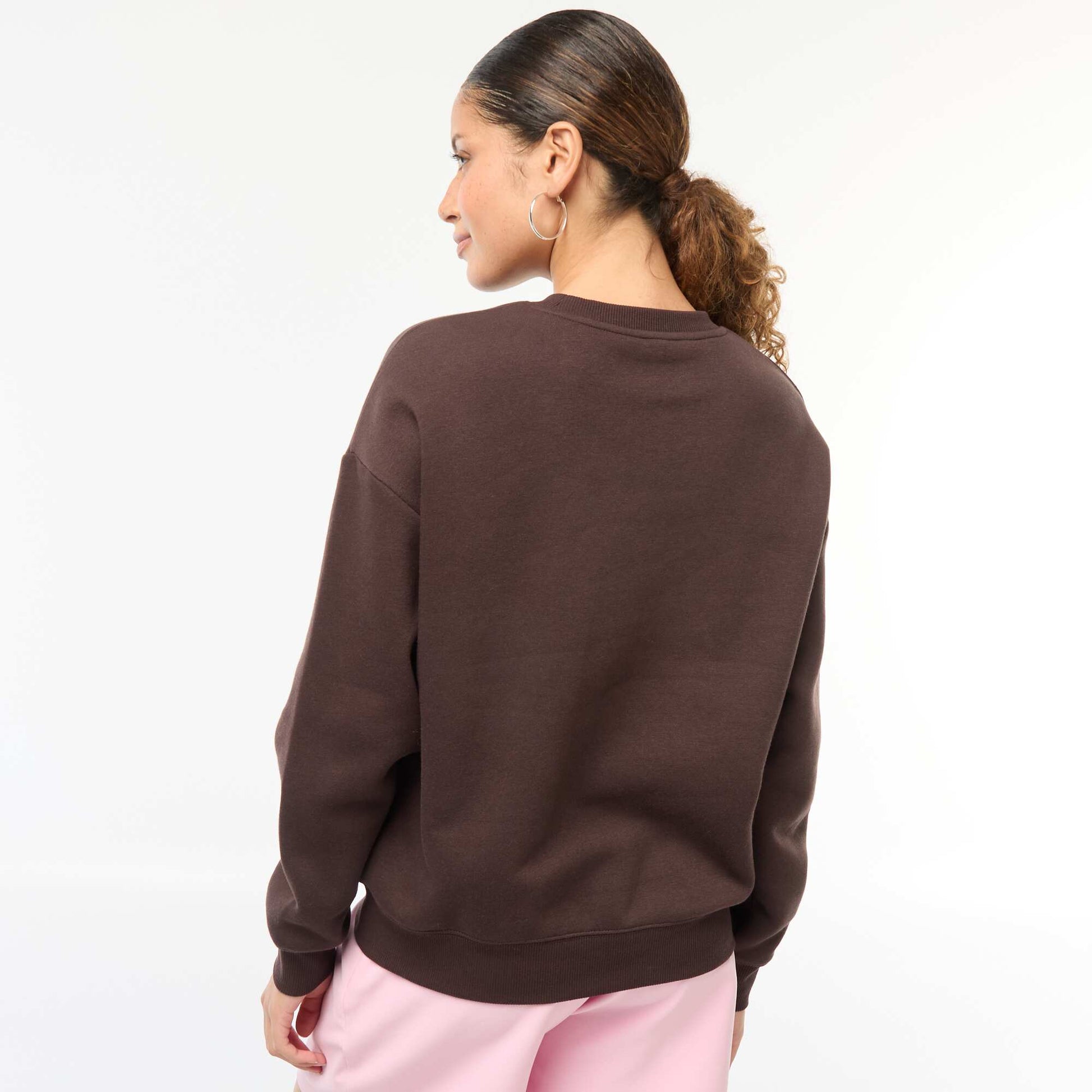 Sweat uni en molleton chaud MARRON
