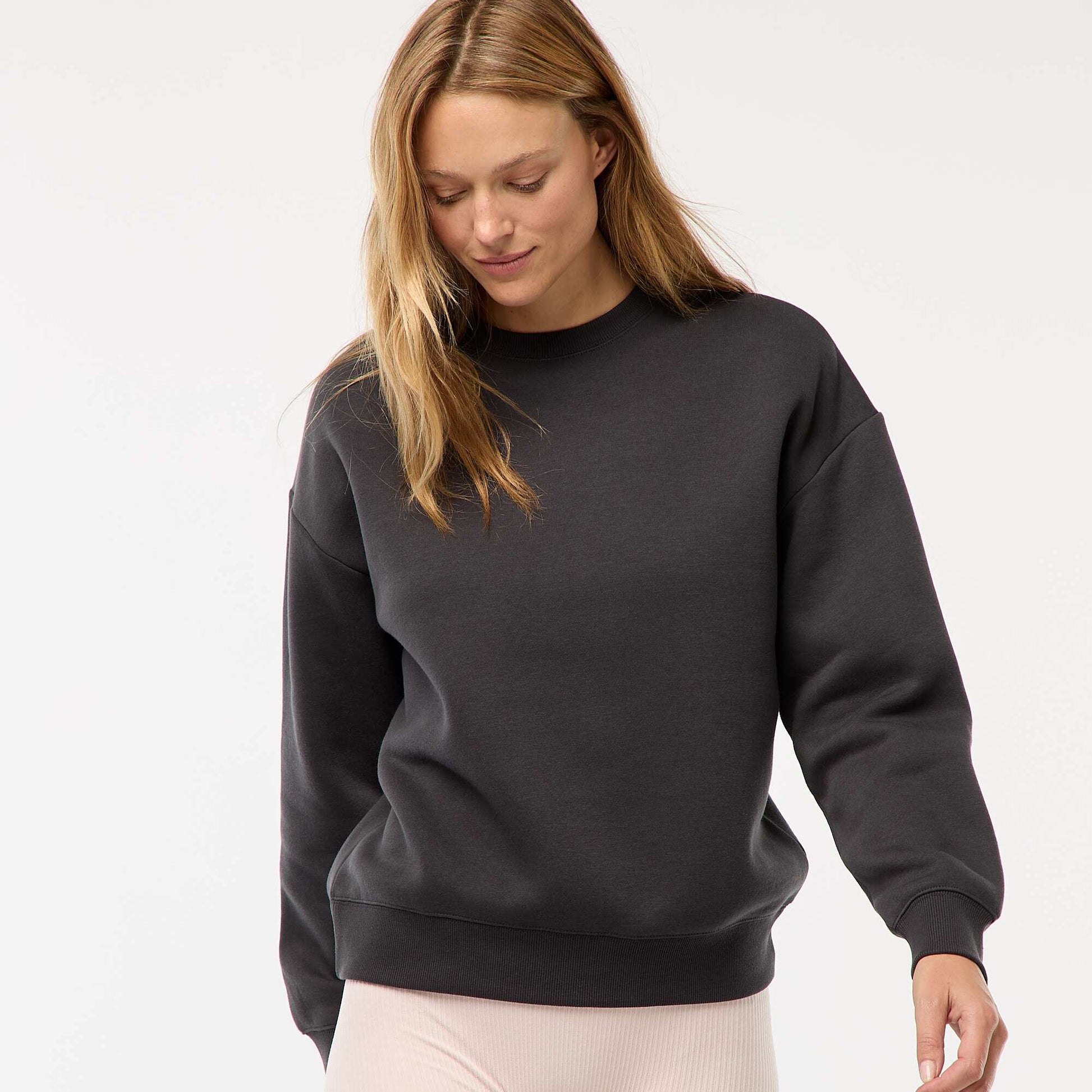 Sweat uni en molleton chaud GRIS