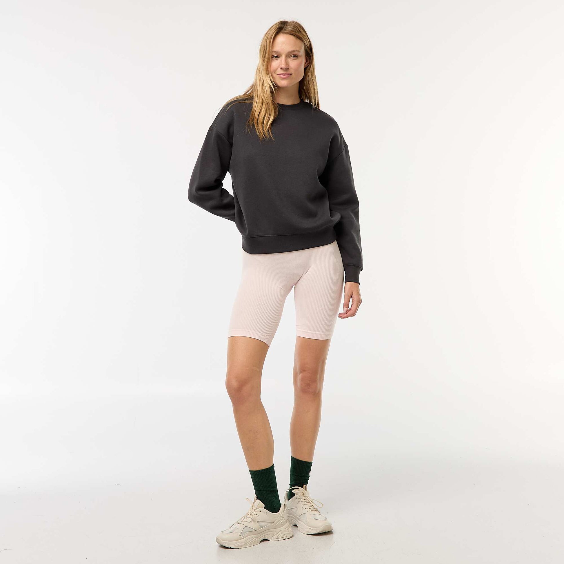 Sweat uni en molleton chaud GRIS