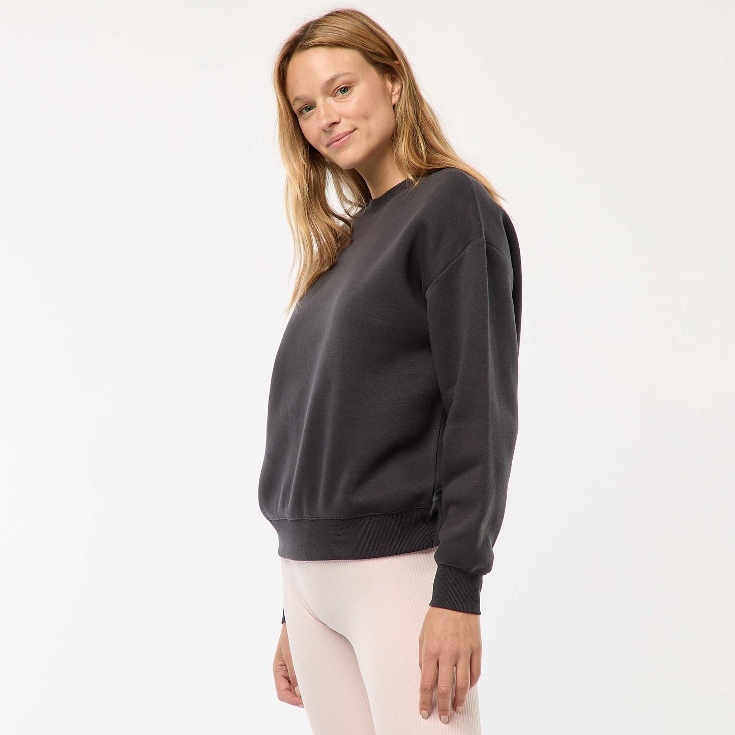 Sweat uni en molleton chaud GRIS