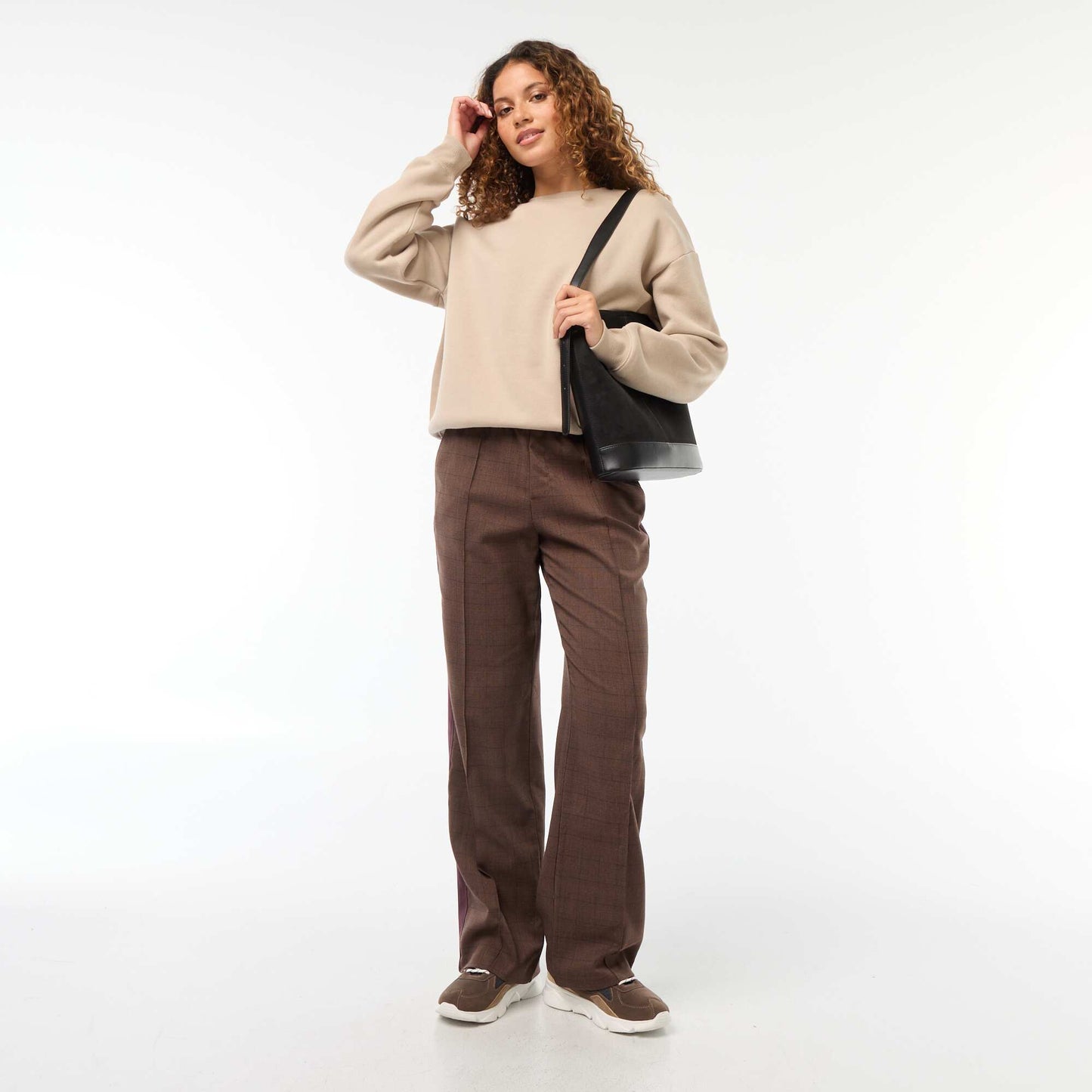 Sweat uni en molleton chaud BEIGE