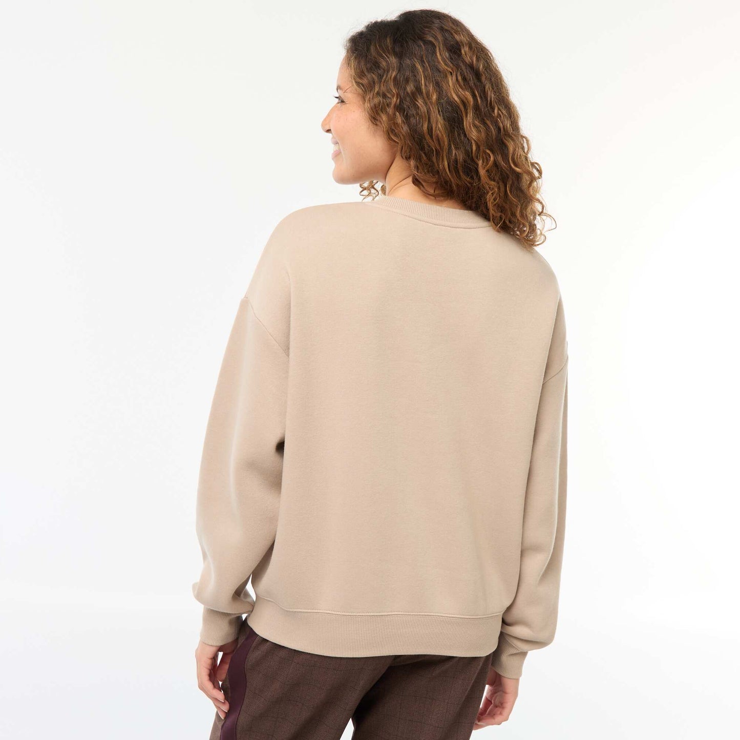 Sweat uni en molleton chaud BEIGE