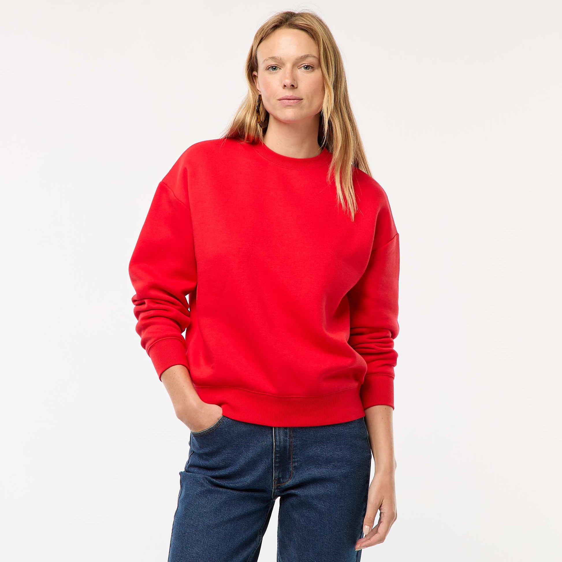 Sweat uni en molleton chaud ROUGE