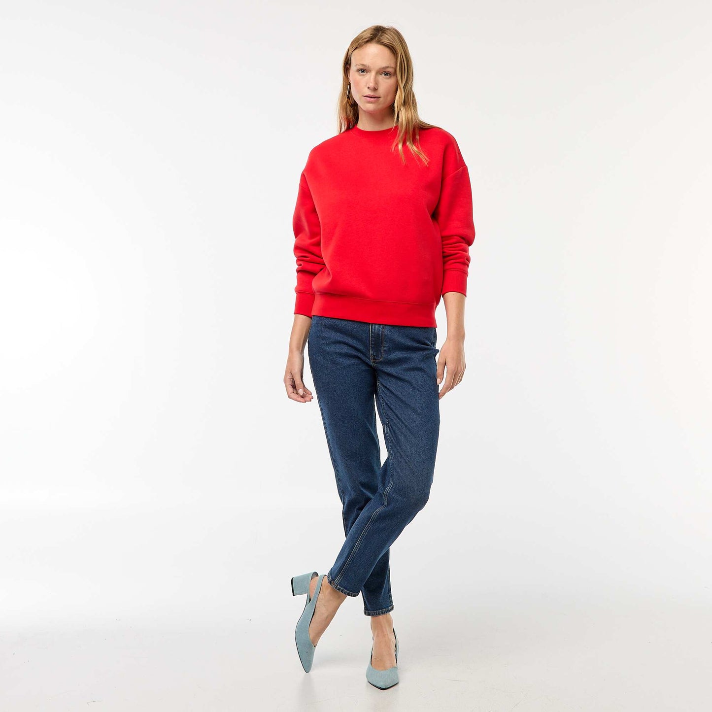 Sweat uni en molleton chaud ROUGE