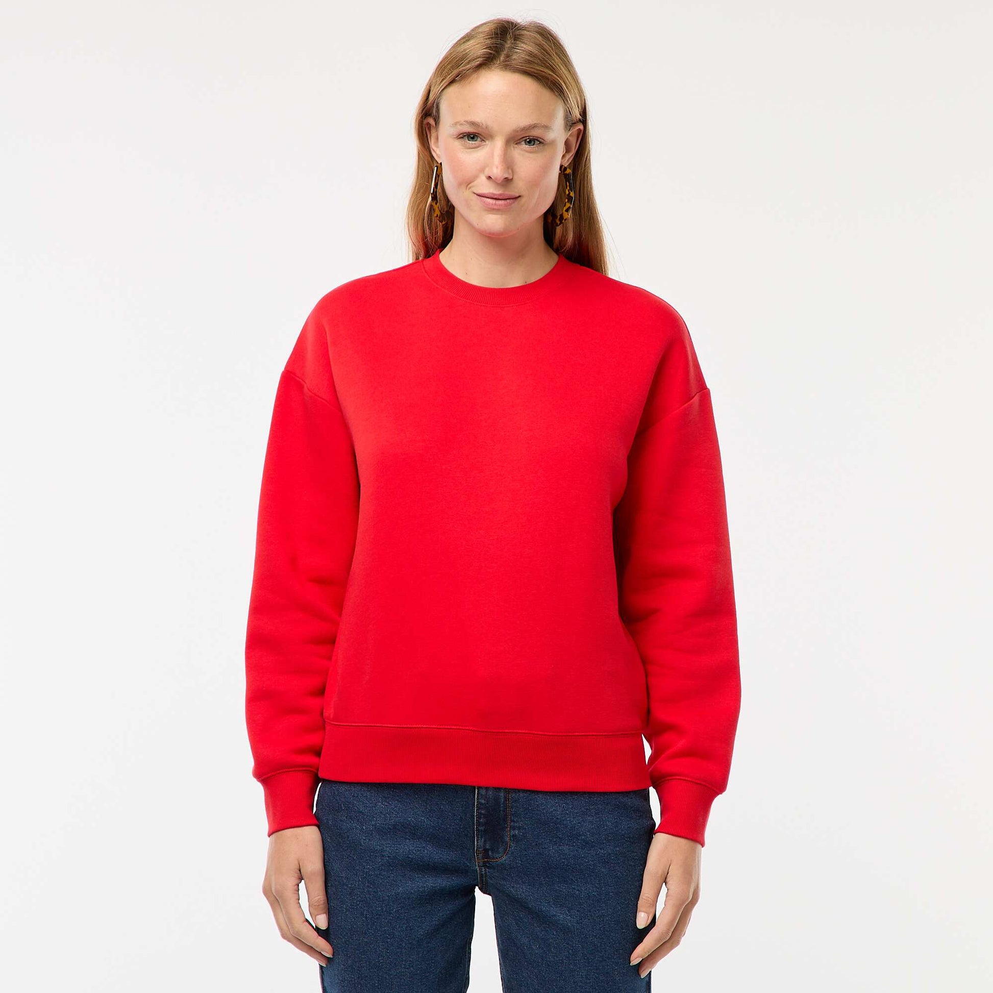 Sweat uni en molleton chaud ROUGE