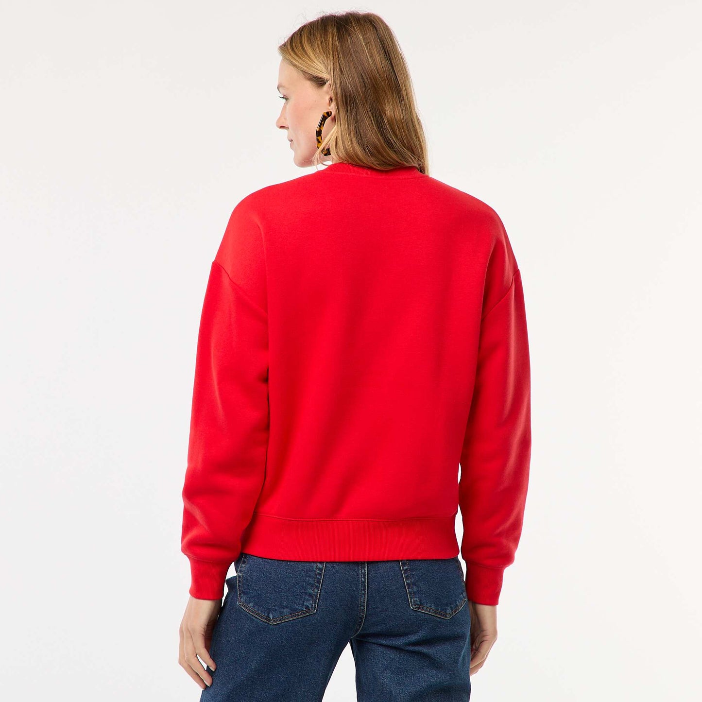 Sweat uni en molleton chaud ROUGE