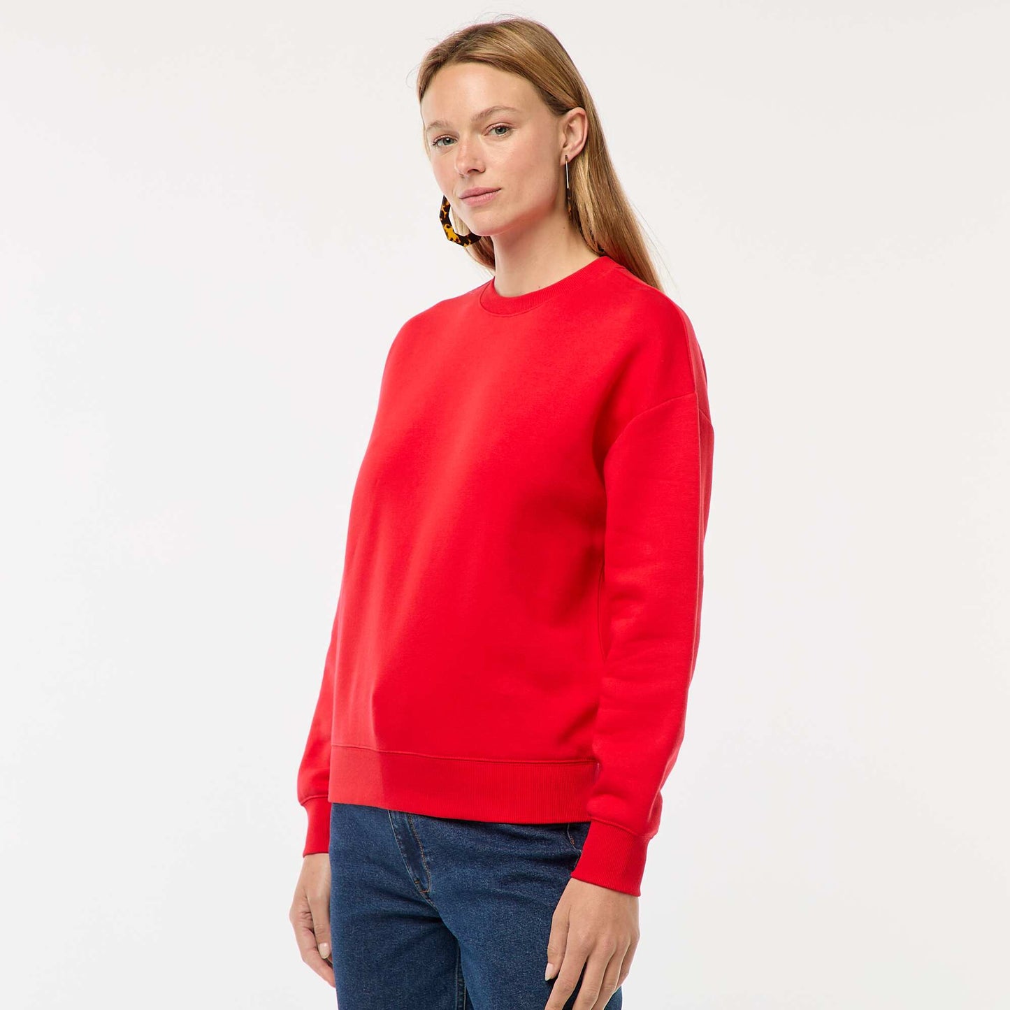 Sweat uni en molleton chaud ROUGE