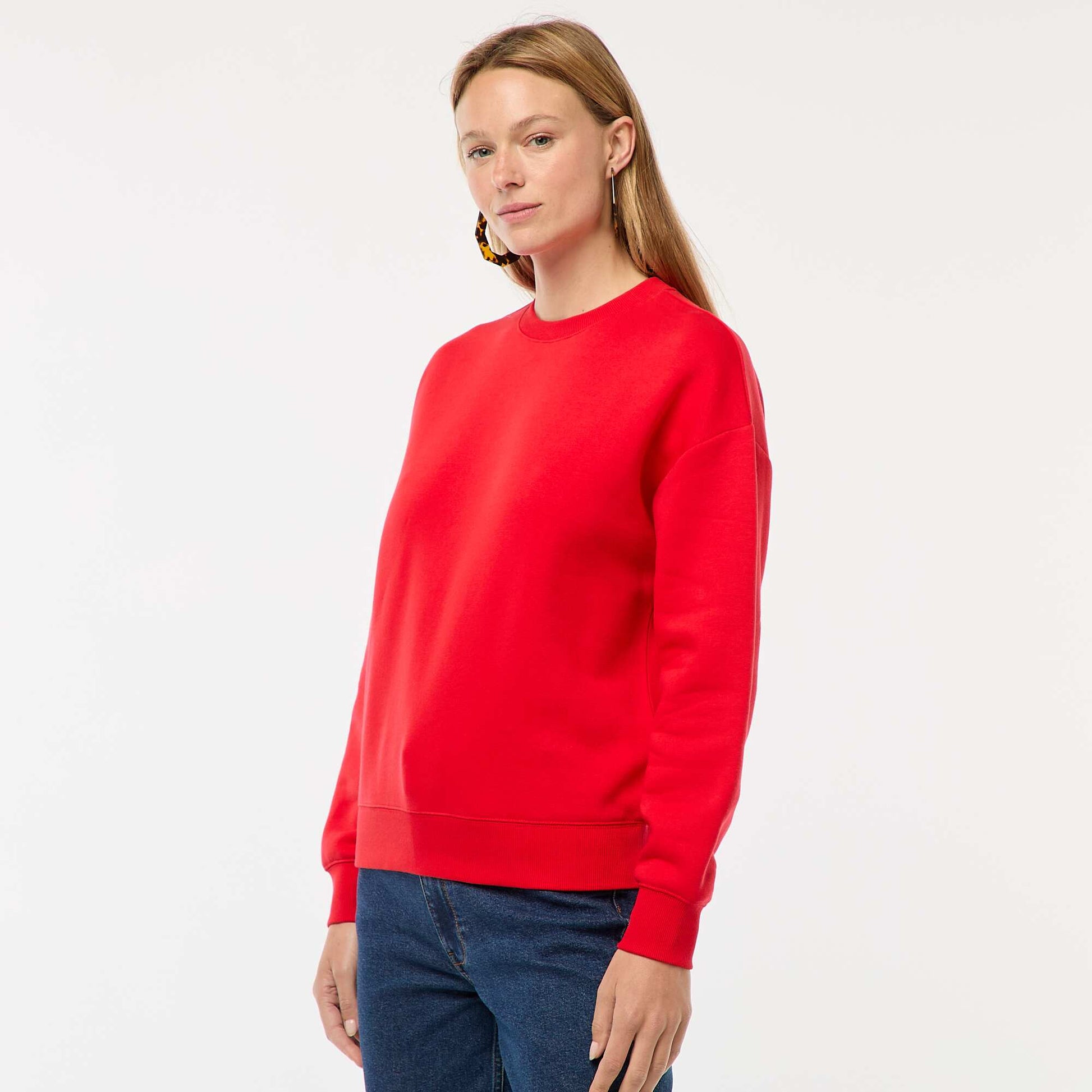 Sweat uni en molleton chaud ROUGE