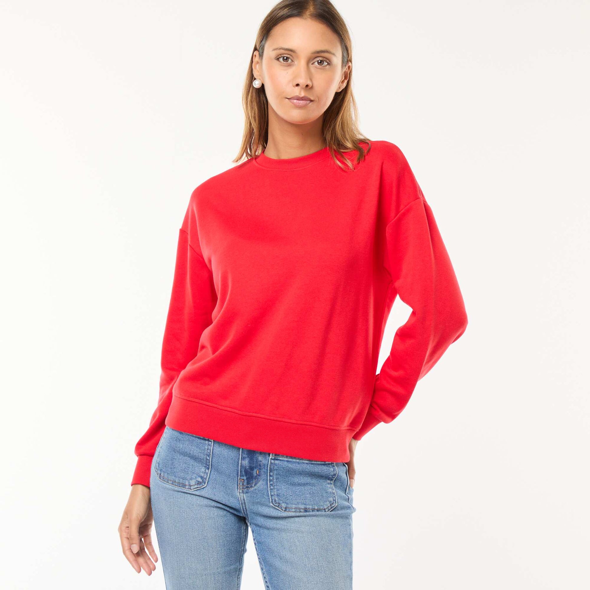Sweat basique en french terry ROUGE