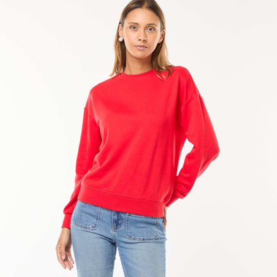 Sweat basique en french terry ROUGE