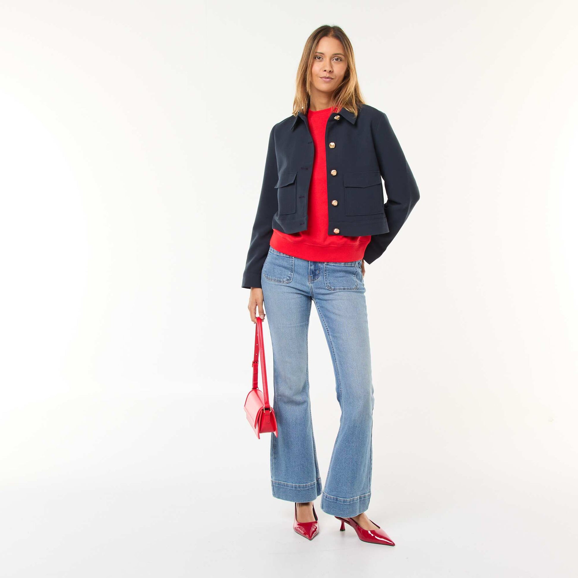 Sweat basique en french terry ROUGE