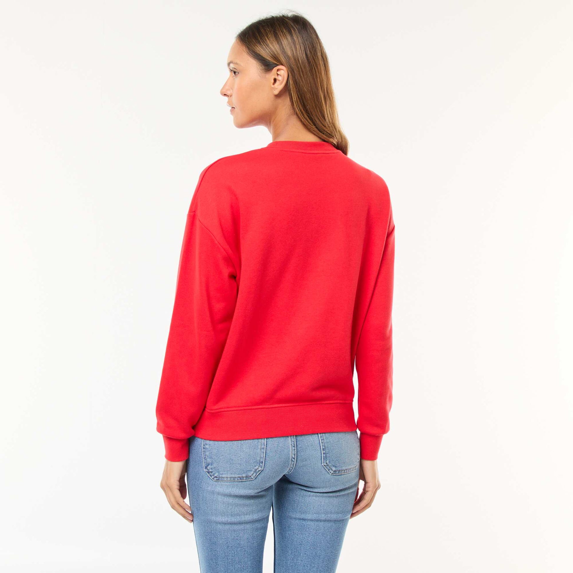 Sweat basique en french terry ROUGE