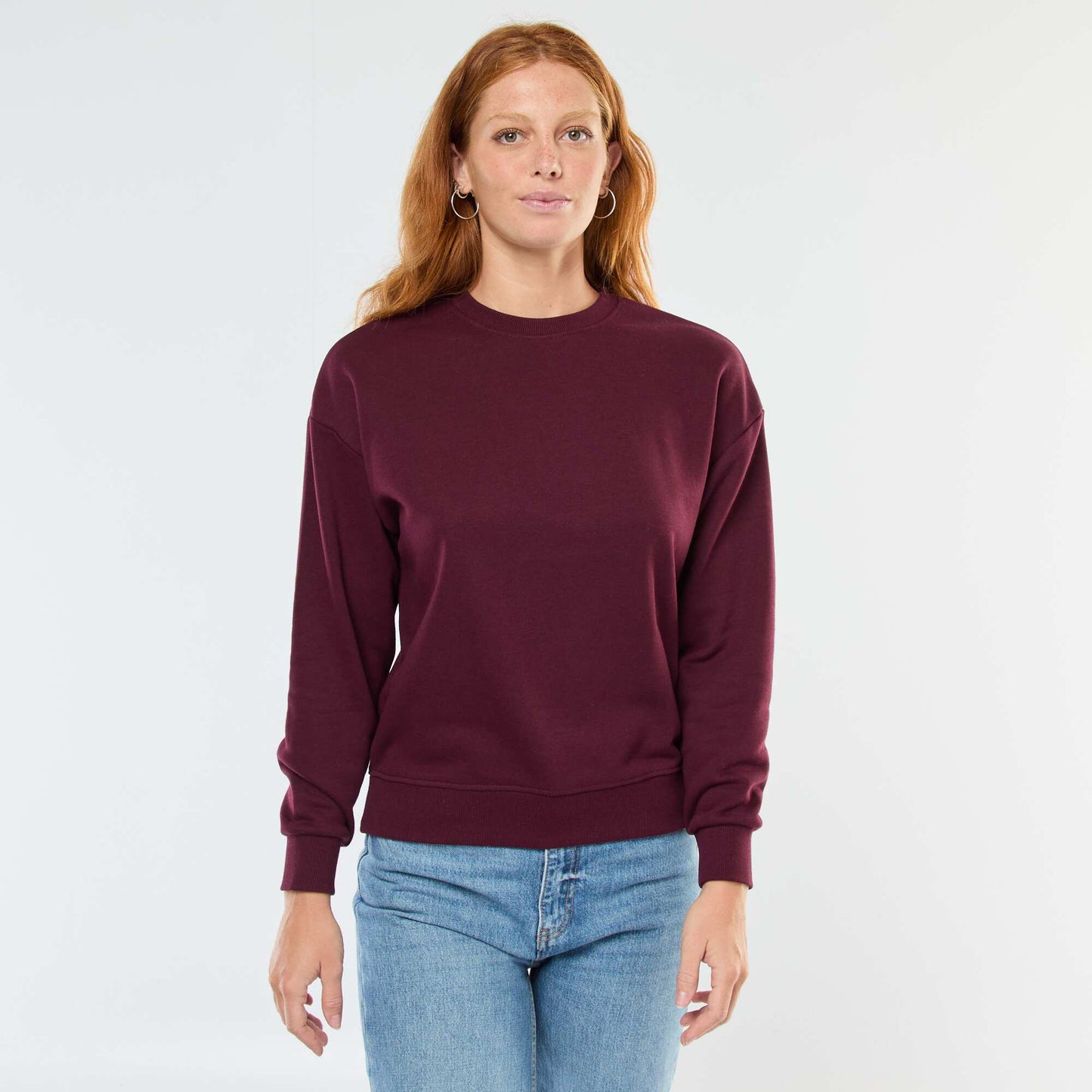 Sweat basique en french terry BORDEAUX
