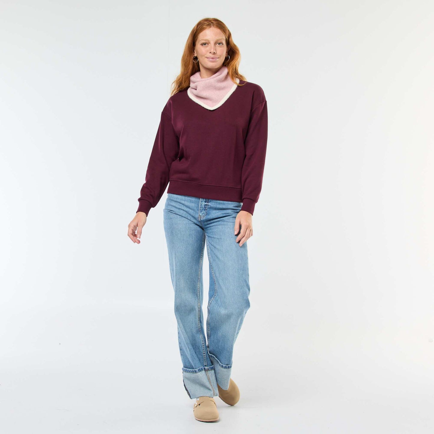 Sweat basique en french terry BORDEAUX