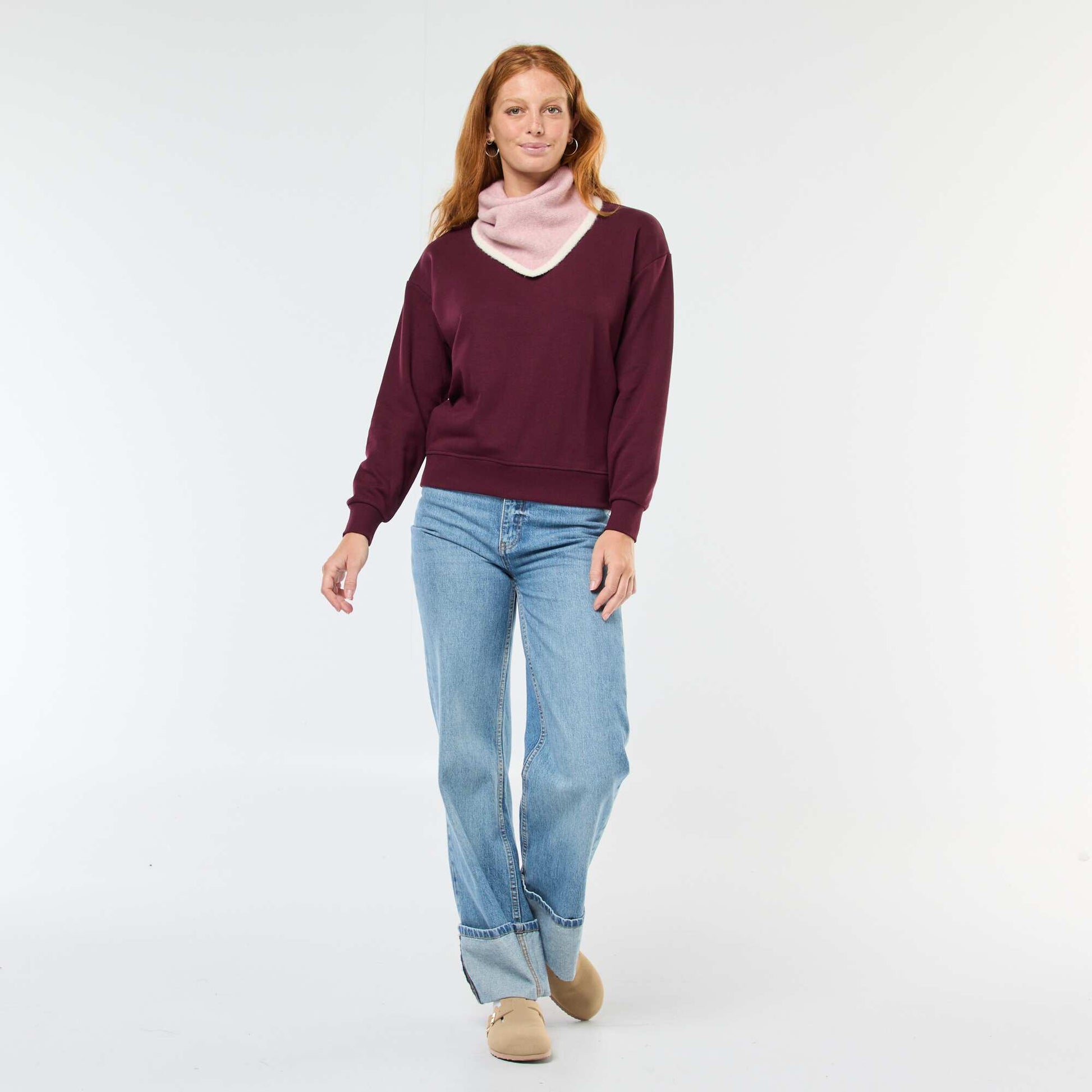 Sweat basique en french terry BORDEAUX