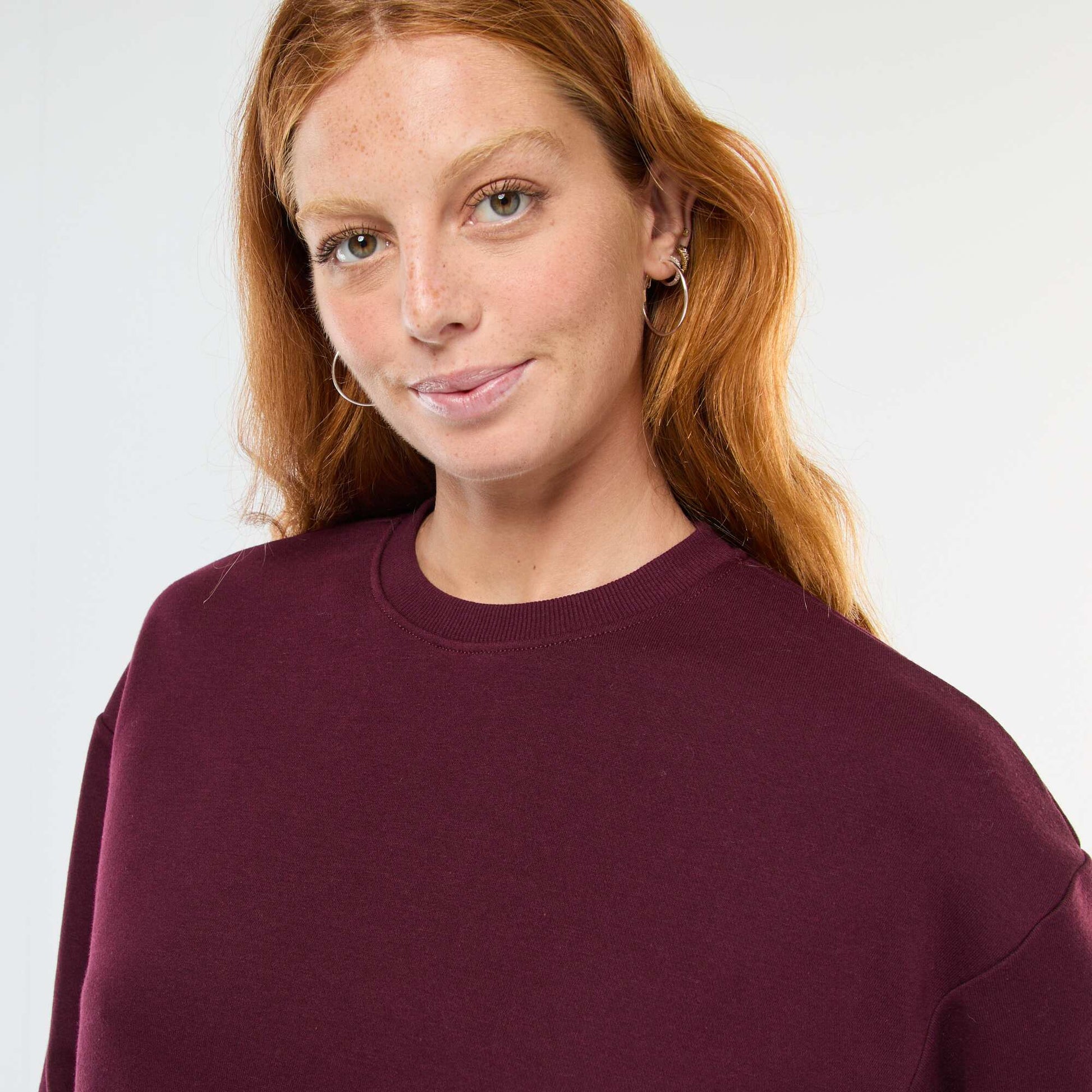 Sweat basique en french terry BORDEAUX