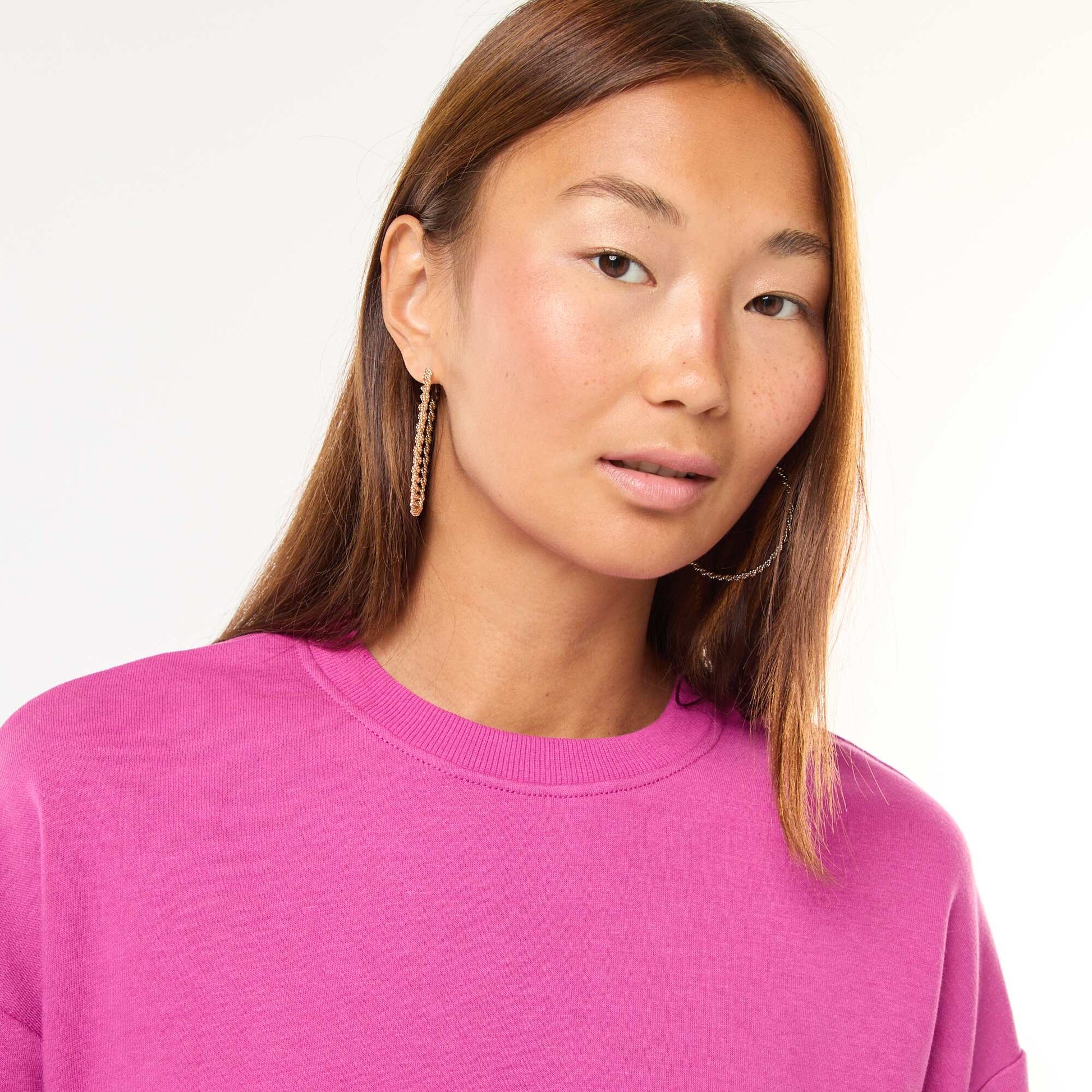 Sweat basique en french terry ROSE