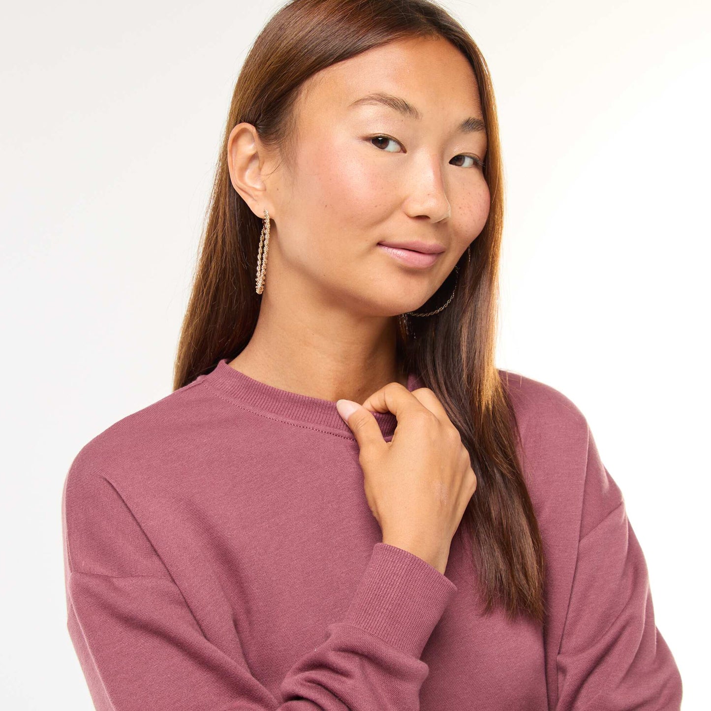 Sweat basique en french terry ROSE