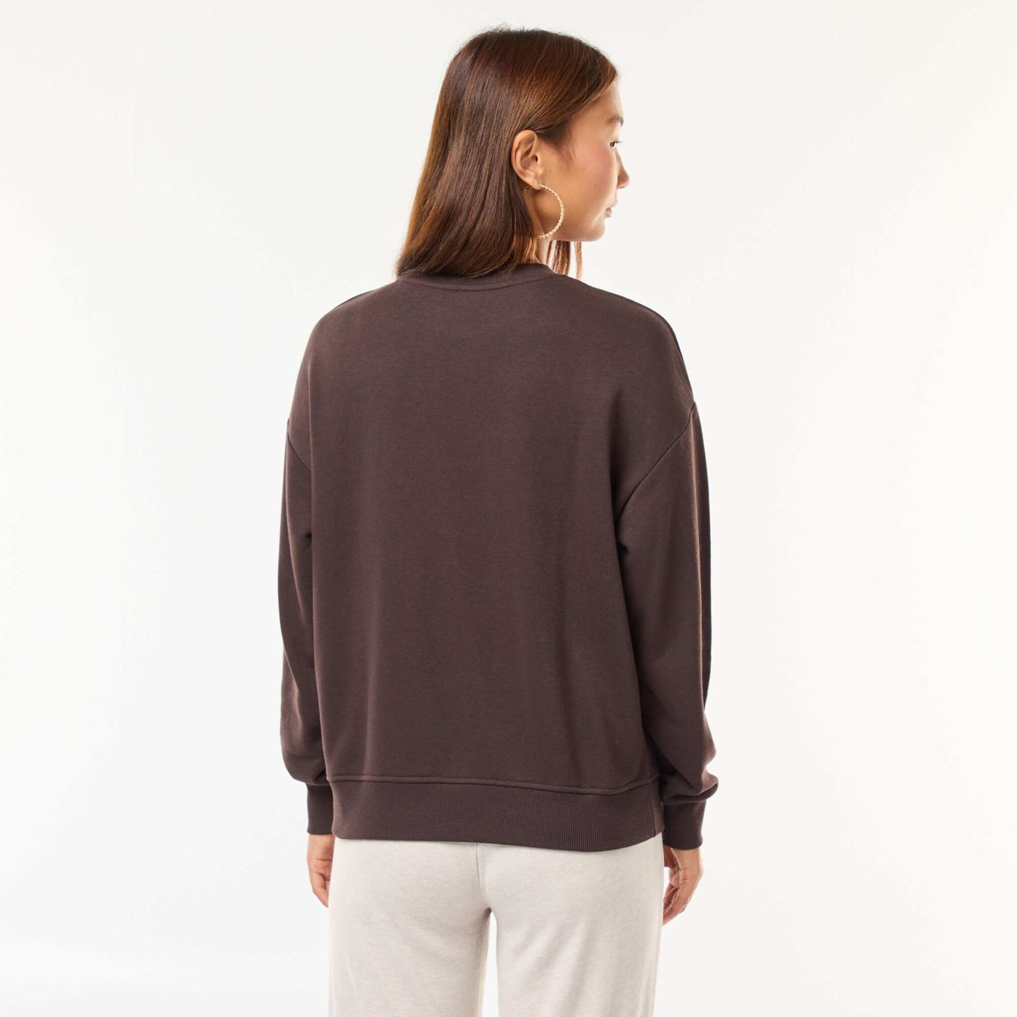 Sweat basique en french terry MARRON