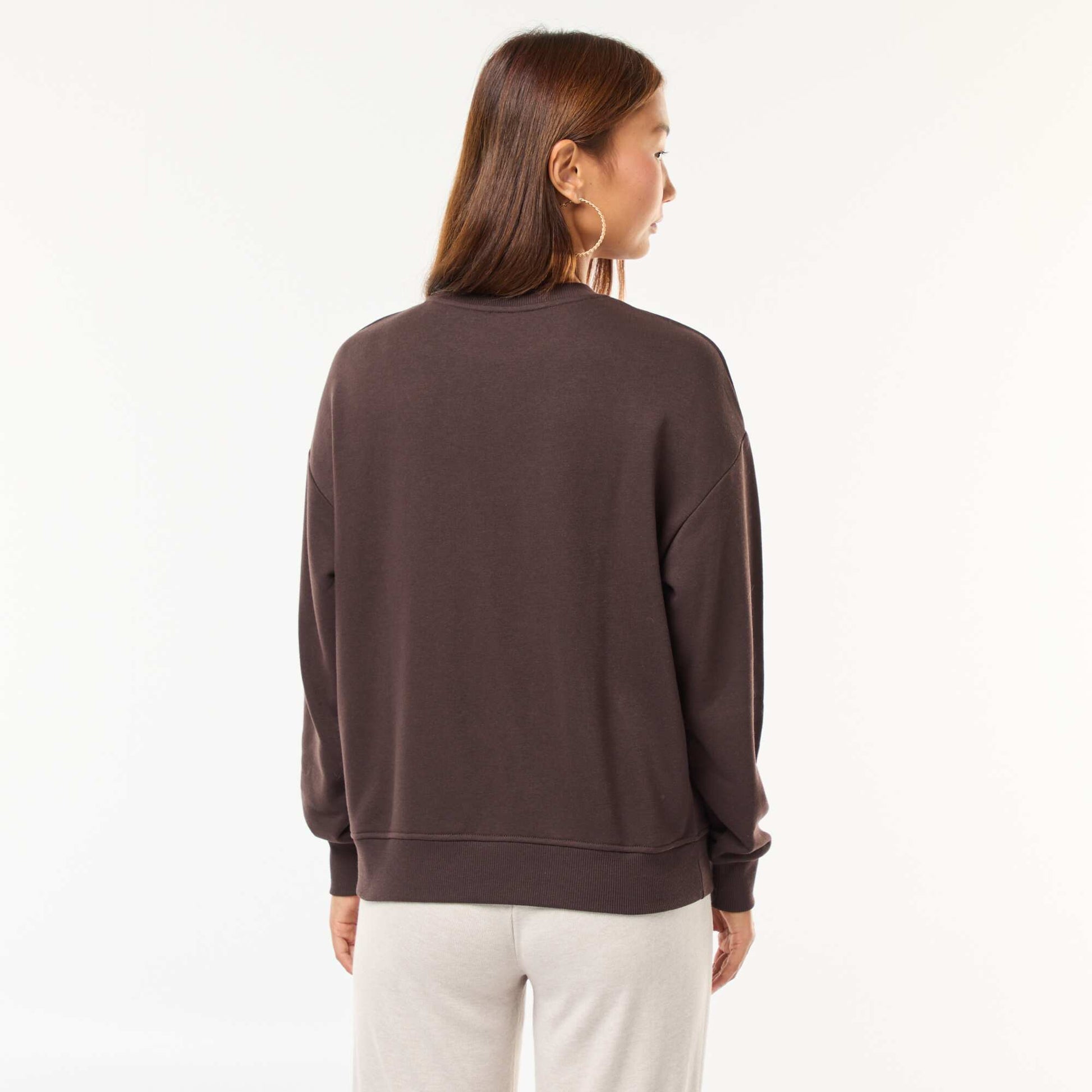 Sweat basique en french terry MARRON