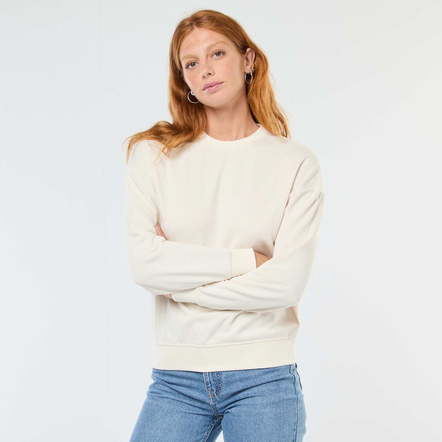 Sweat basique en french terry BLANC