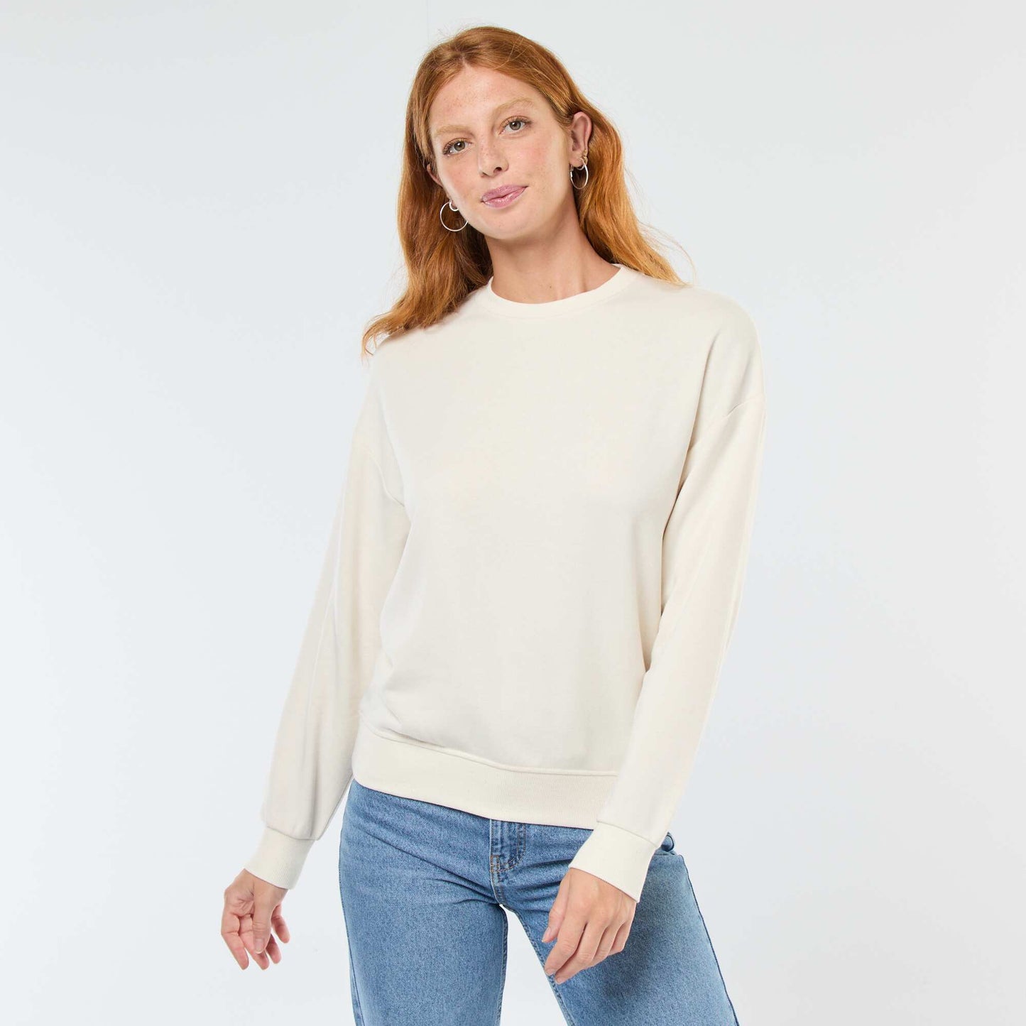 Sweat basique en french terry BLANC