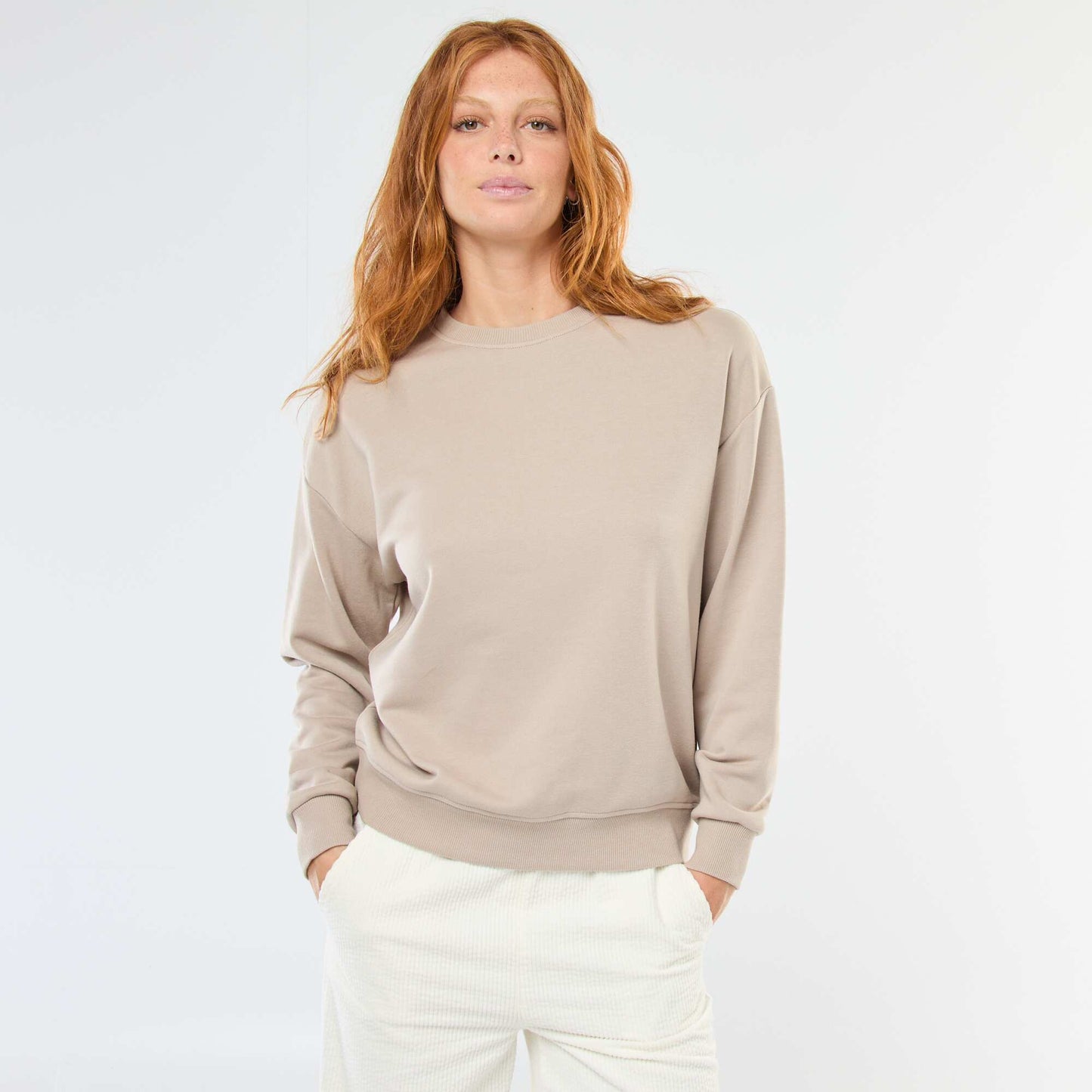 Sweat basique en french terry BEIGE