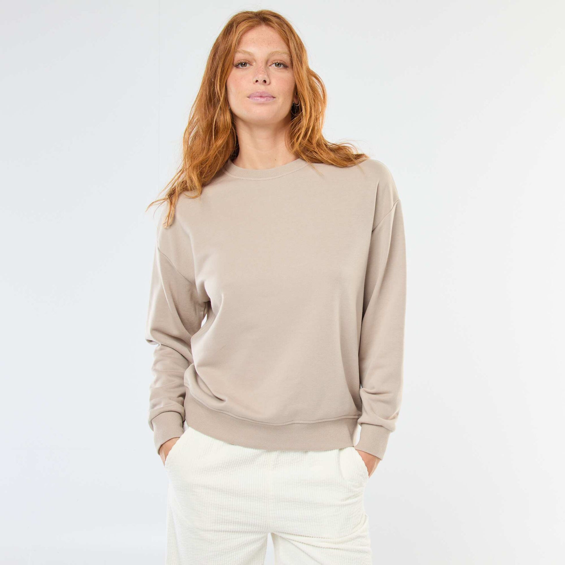 Sweat basique en french terry BEIGE