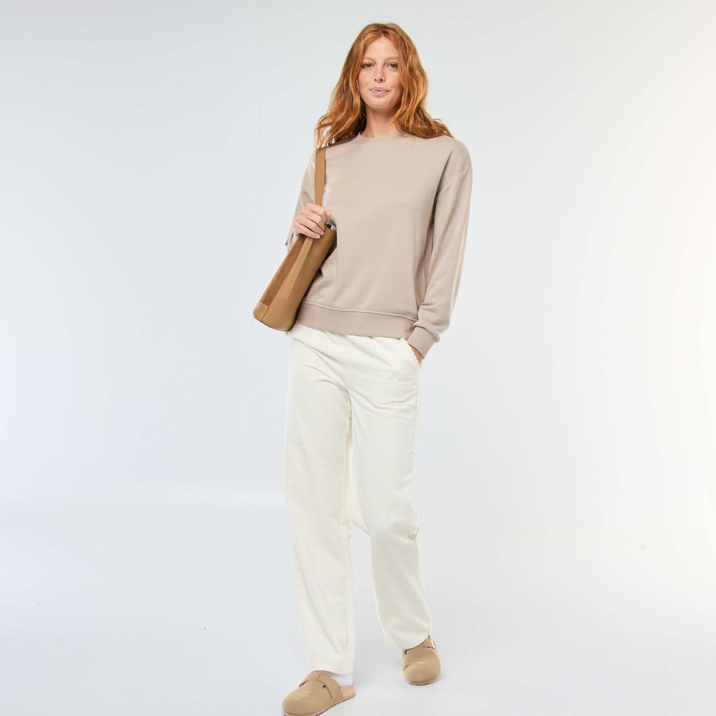 Sweat basique en french terry BEIGE