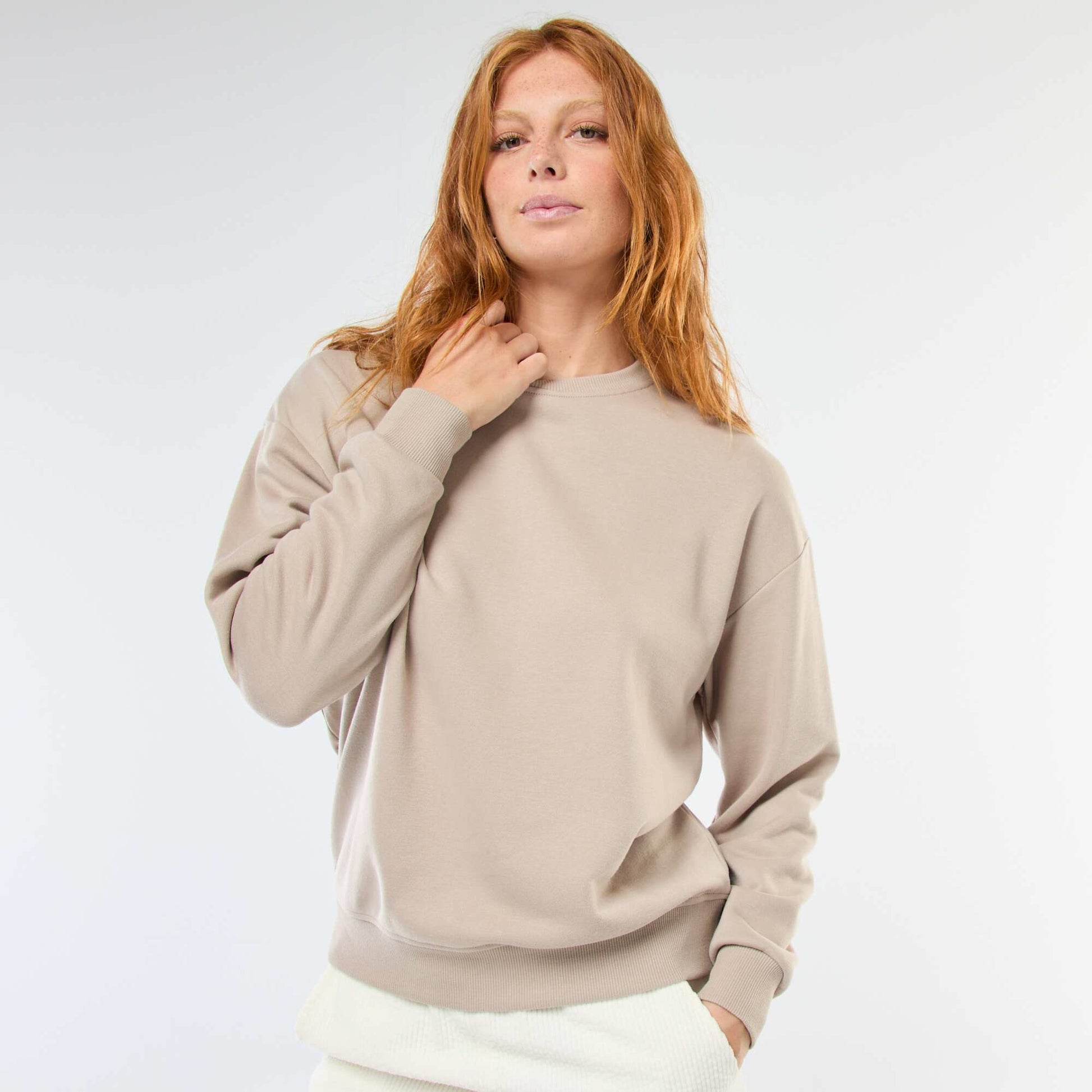 Sweat basique en french terry BEIGE