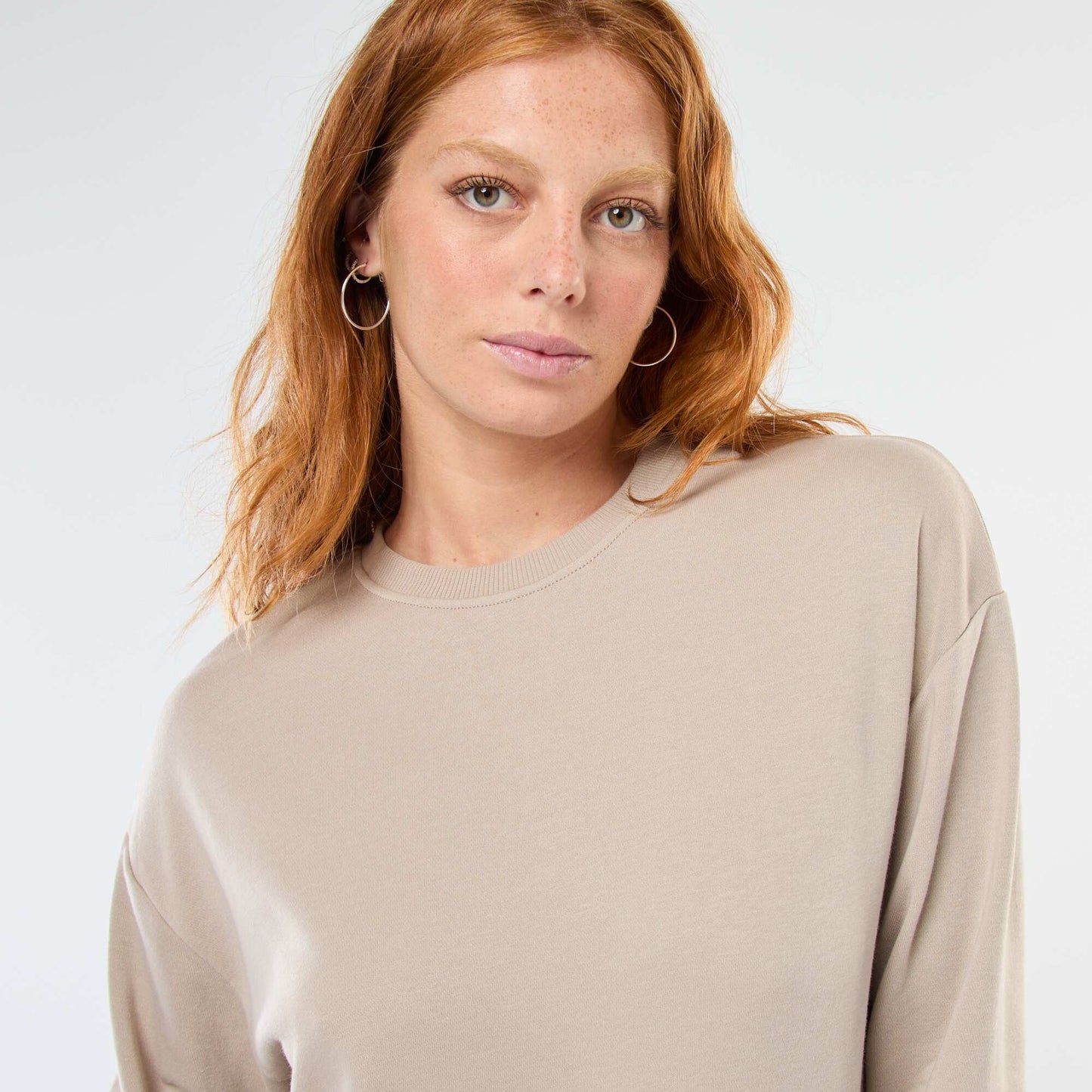 Sweat basique en french terry BEIGE