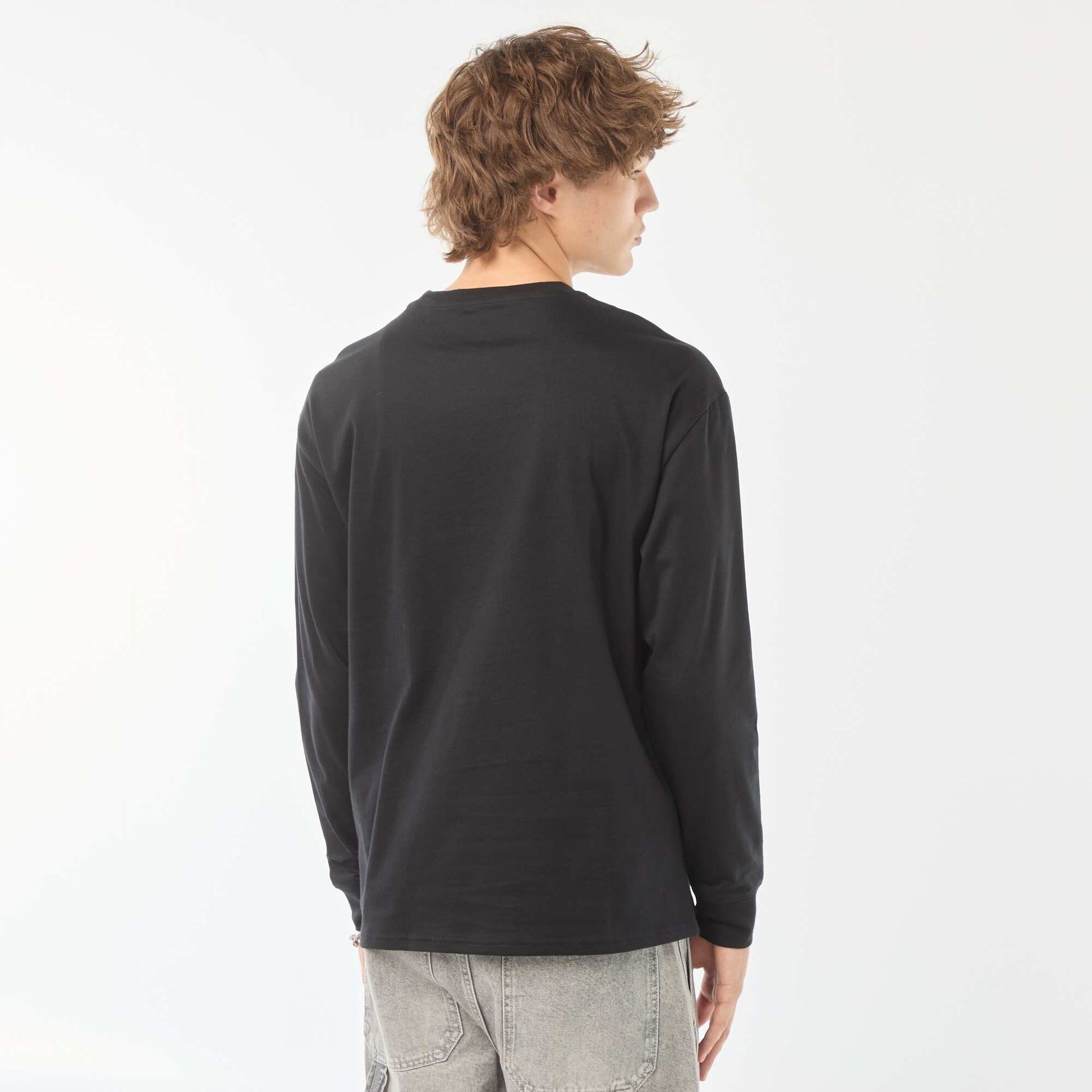 T-shirt en jersey à manches longues NOIR