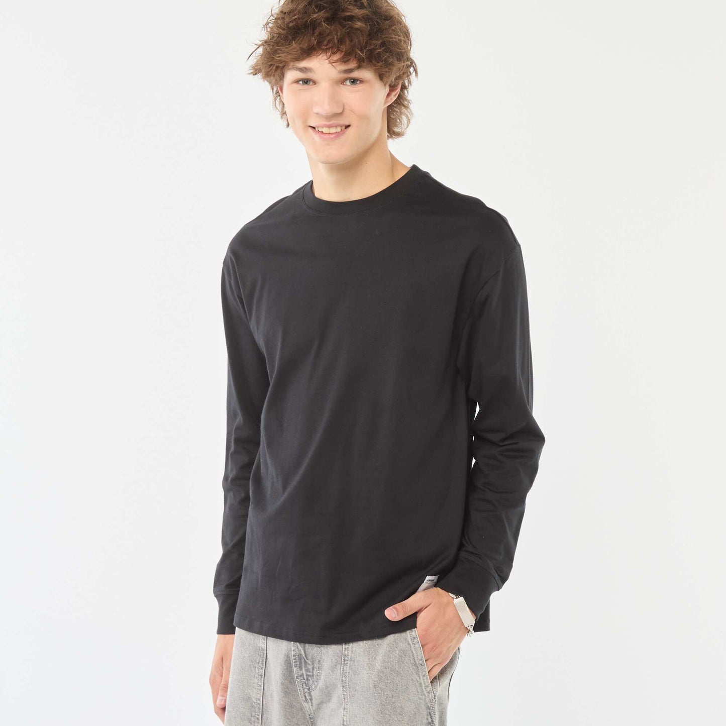 T-shirt en jersey à manches longues NOIR