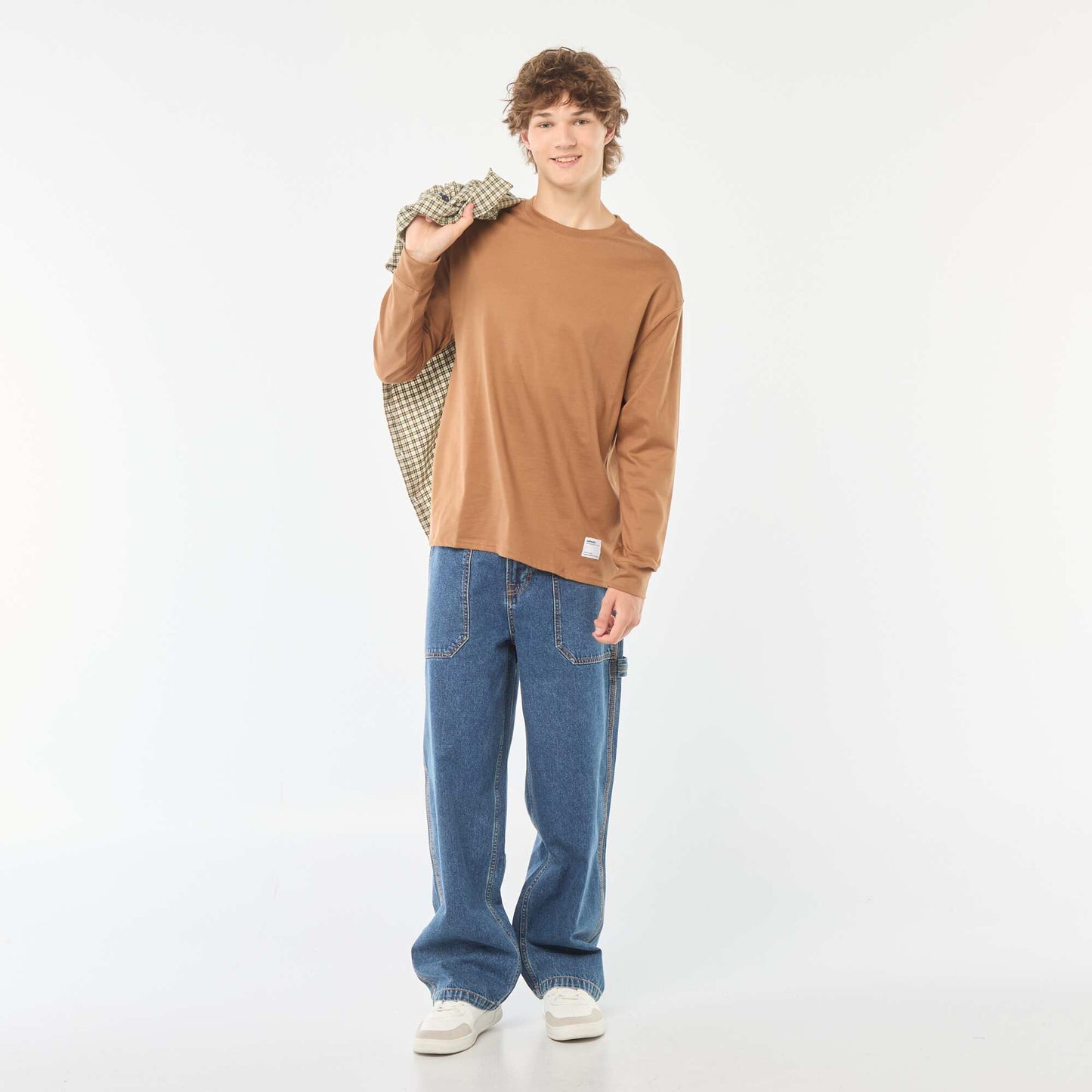 T-shirt en jersey à manches longues BEIGE