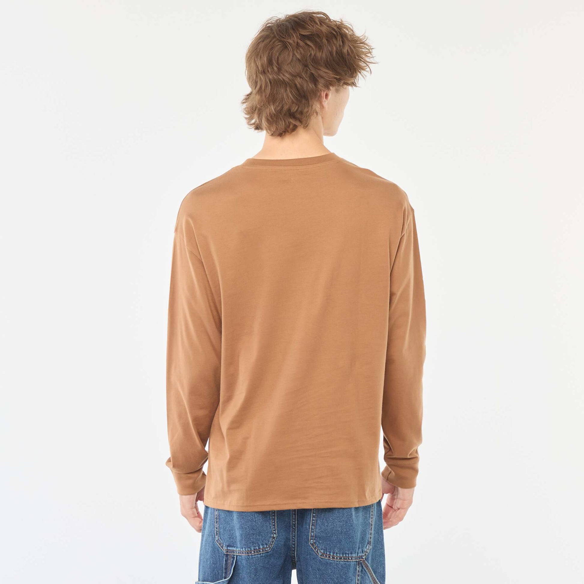 T-shirt en jersey à manches longues BEIGE