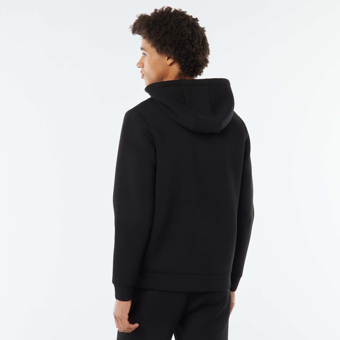Sweat uni à capuche en matière type néoprène NOIR