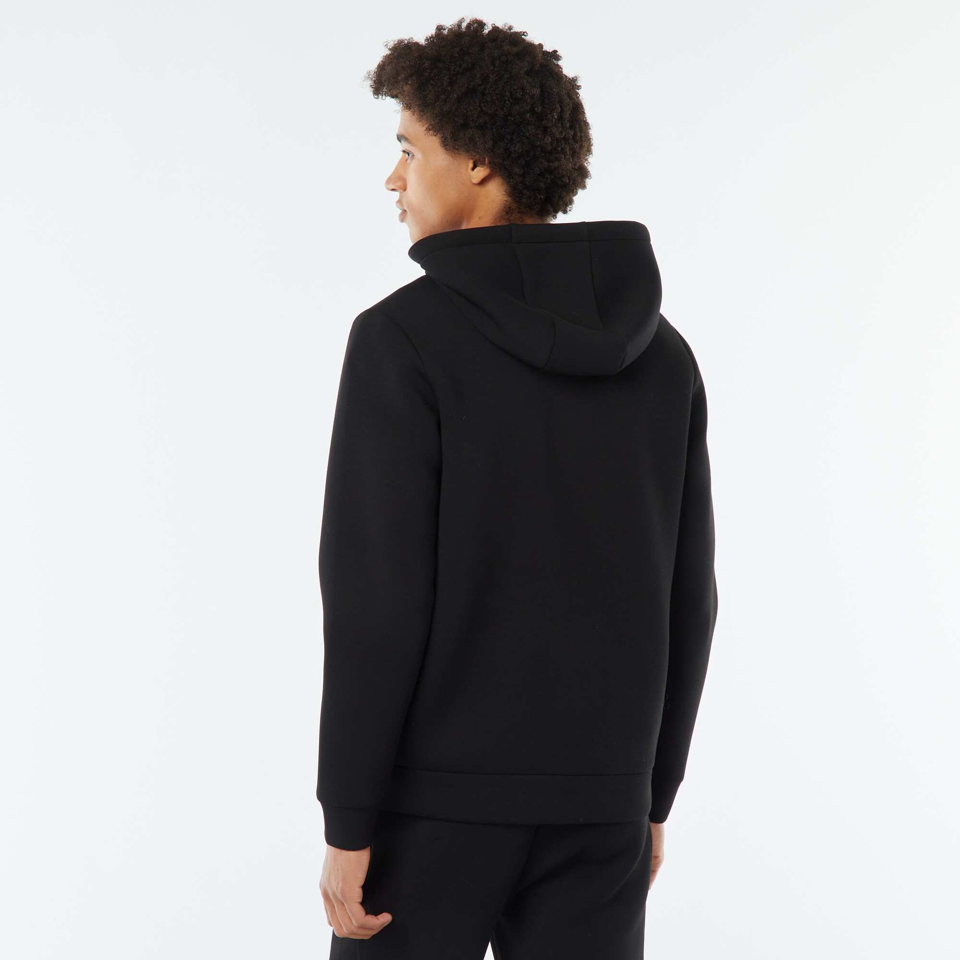 Sweat uni à capuche en matière type néoprène NOIR