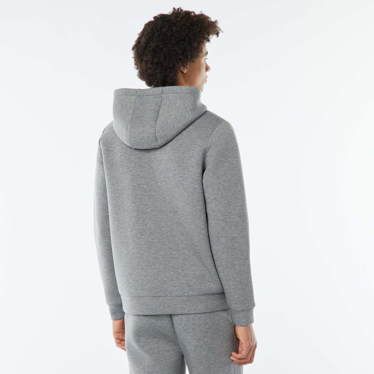 Sweat uni à capuche en matière type néoprène GRIS