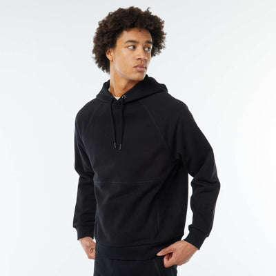 Sweat uni à capuche avec poches zippées NOIR