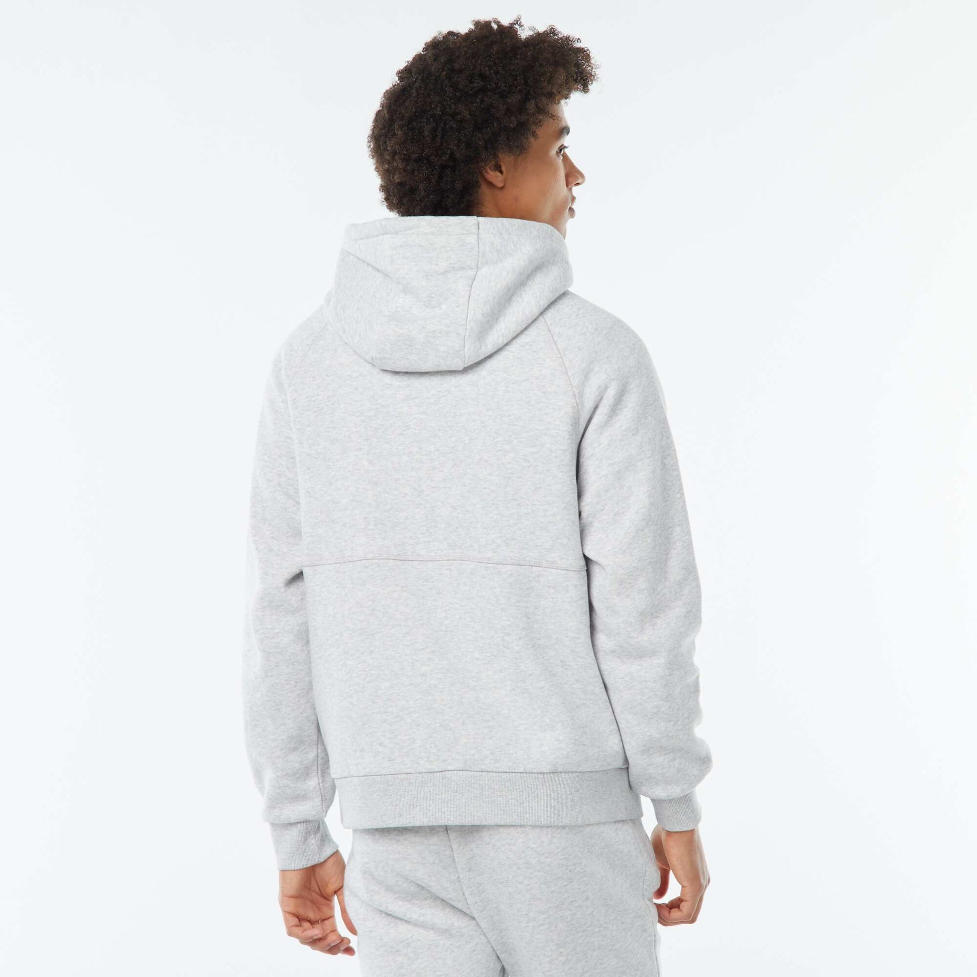 Sweat uni à capuche avec poches zippées GRIS