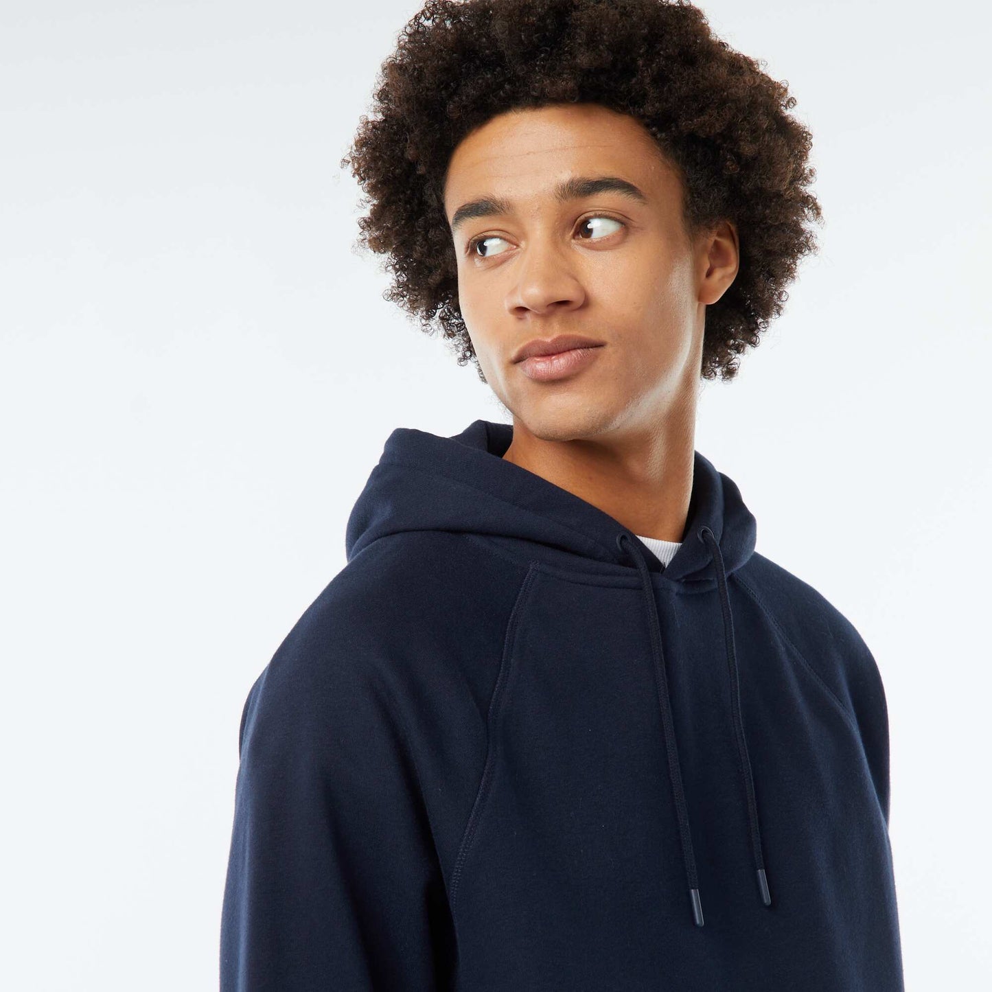 Sweat uni à capuche avec poches zippées BLEU MARINE