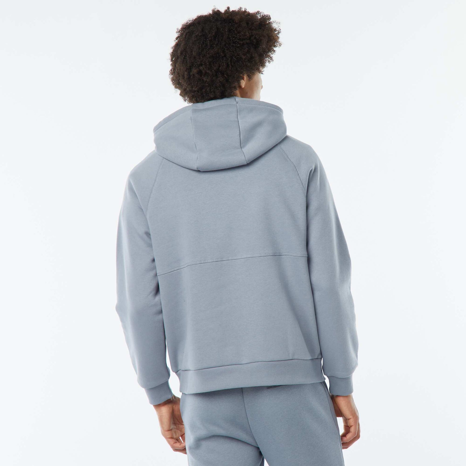 Sweat uni à capuche avec poches zippées BLEU