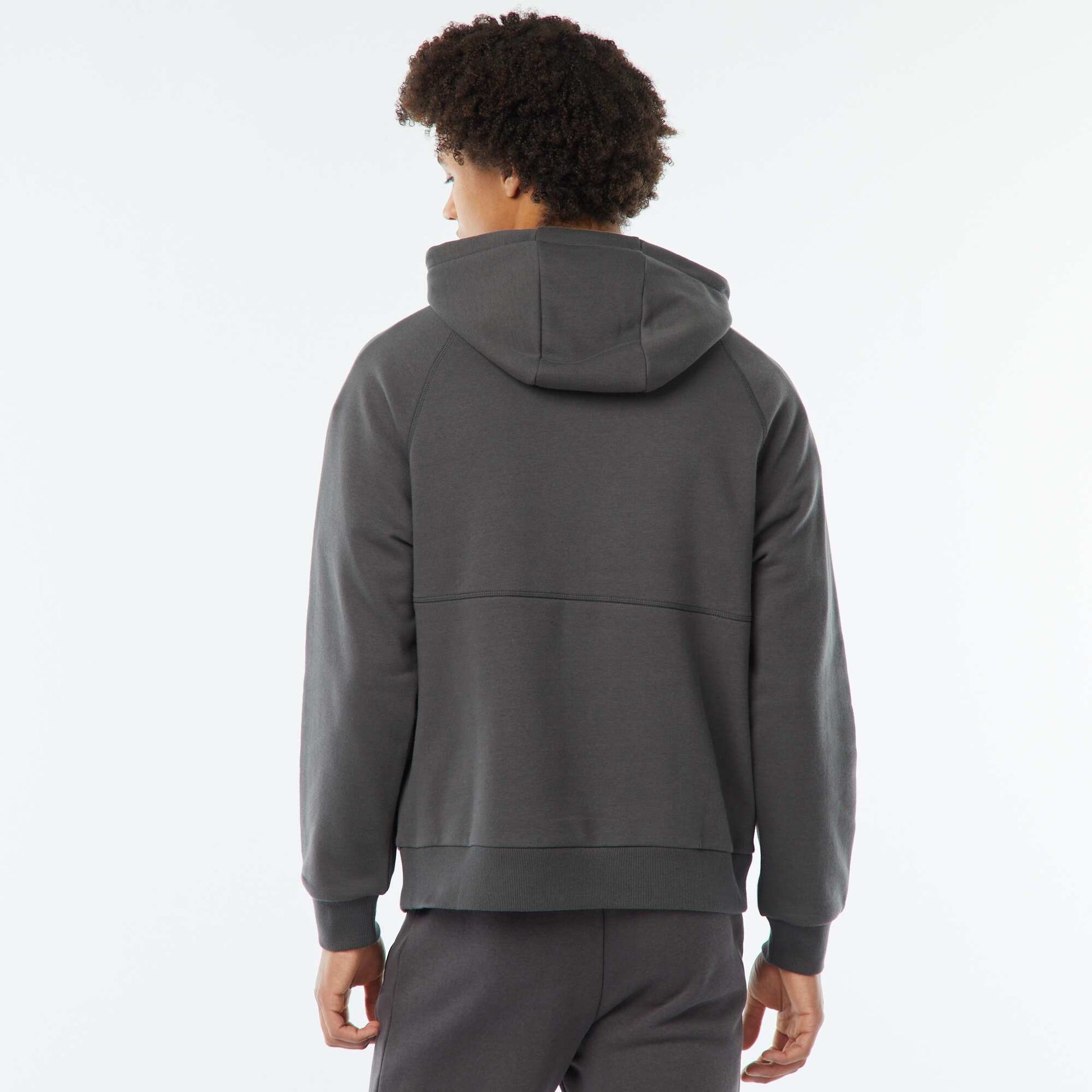 Sweat uni à capuche avec poches zippées GRIS ANTHRACITE