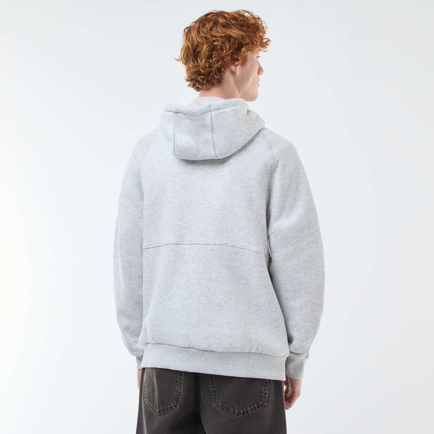 Sweat uni à capuche avec poches zippées GRIS CHINé