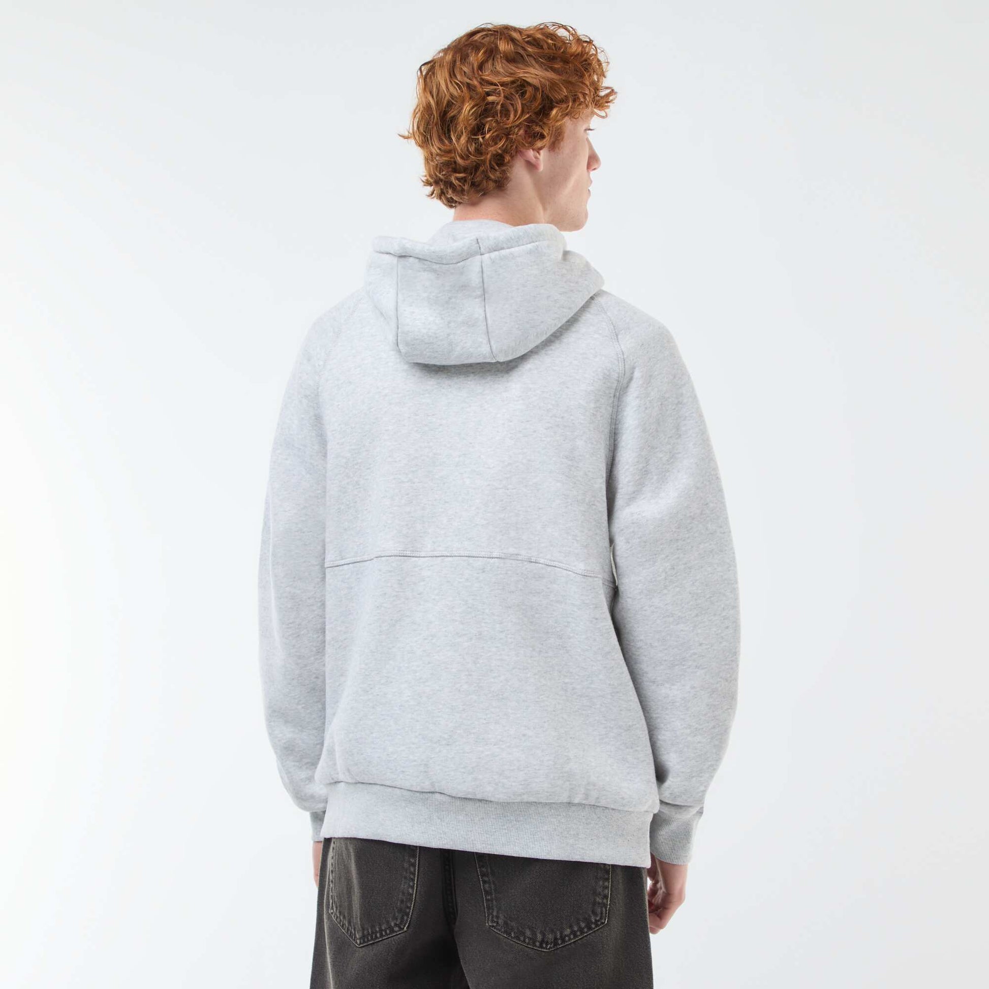 Sweat uni à capuche avec poches zippées GRIS CHINé