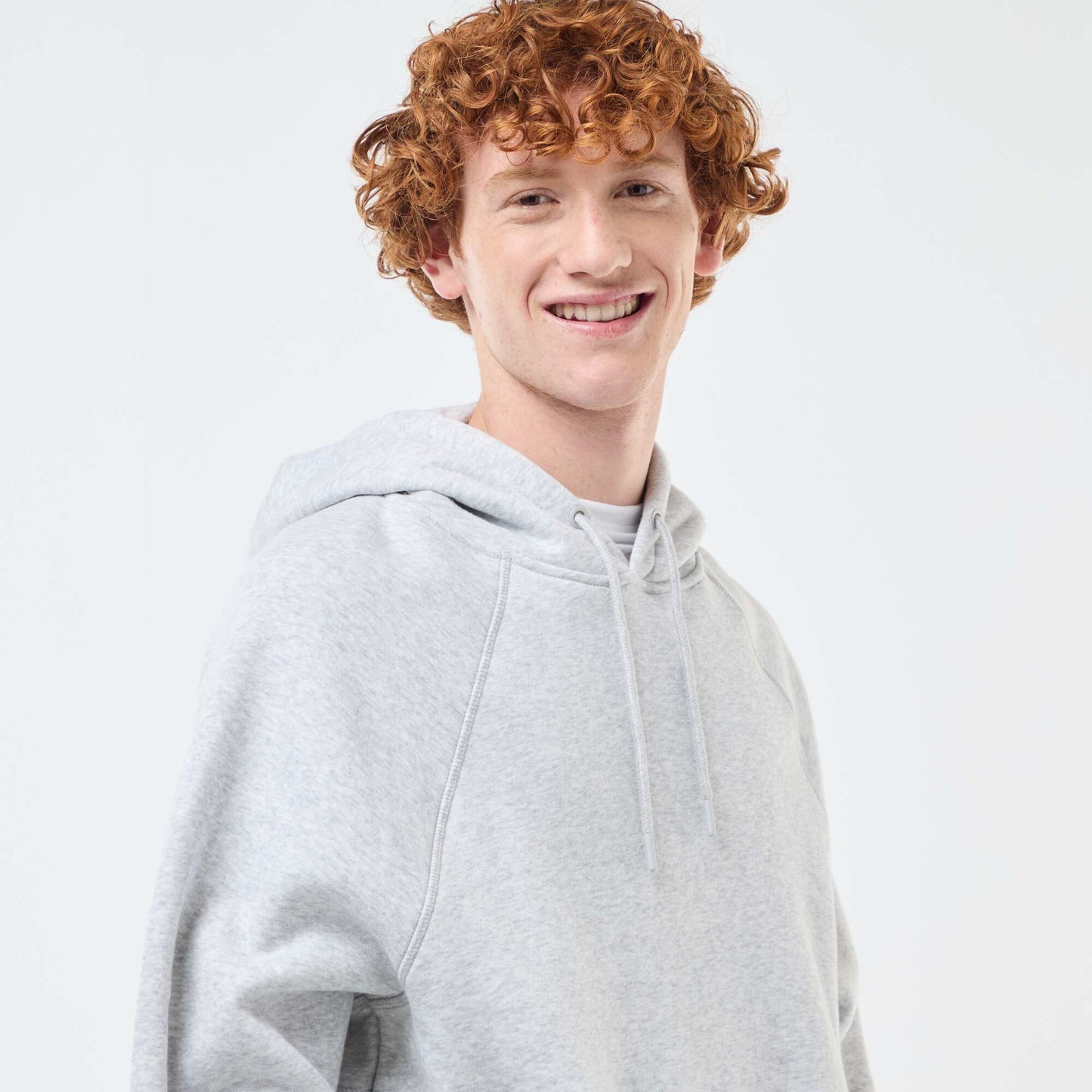 Sweat uni à capuche avec poches zippées GRIS CHINé