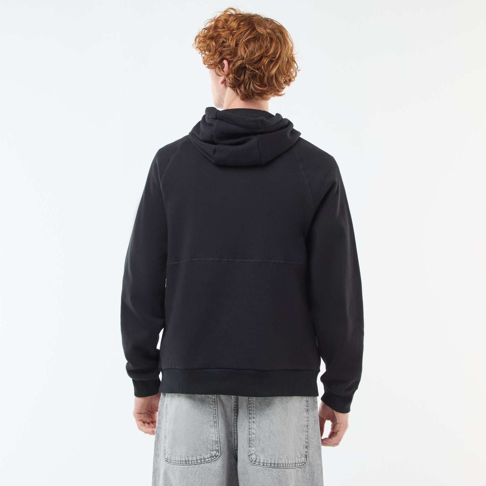 Sweat uni à capuche avec poches zippées NOIR