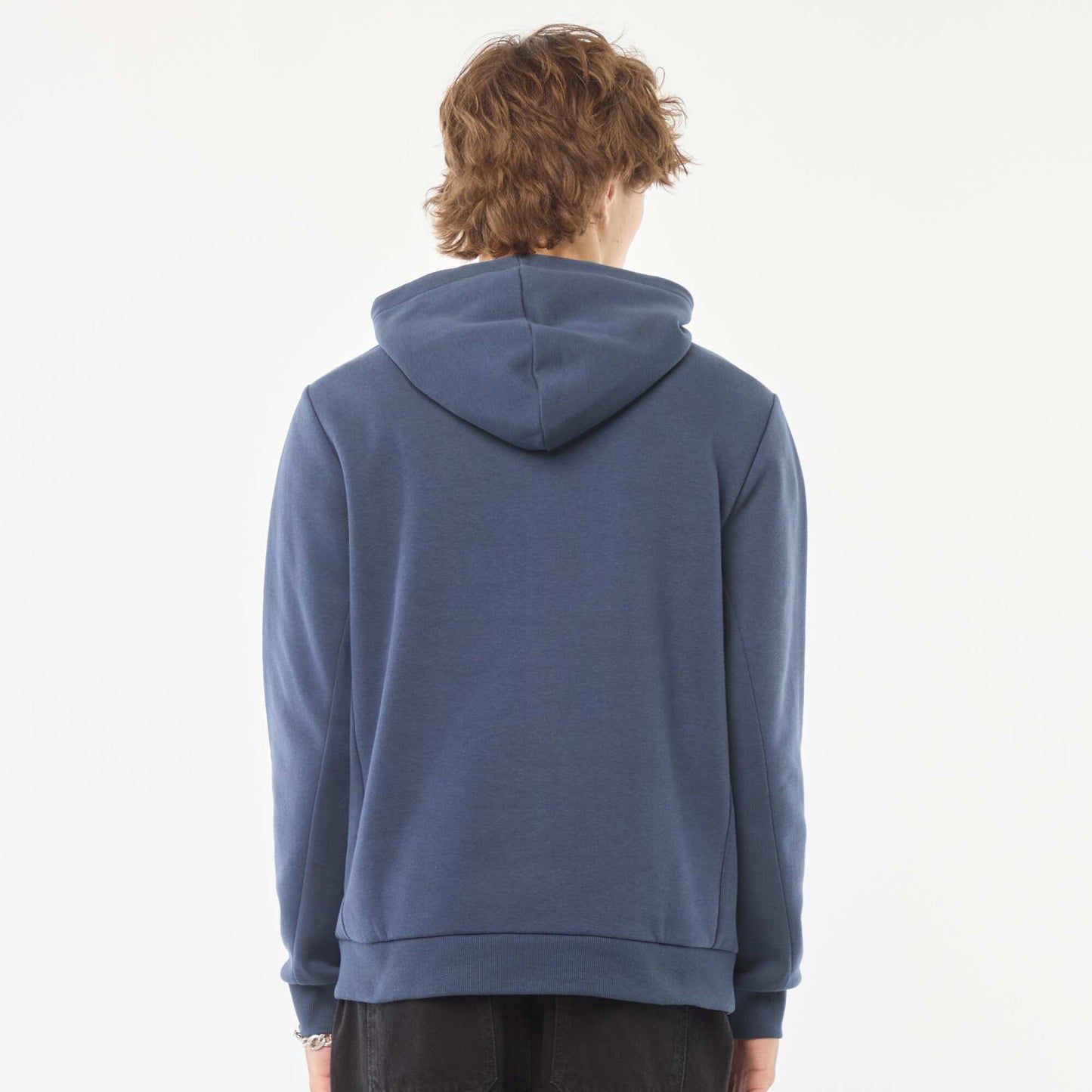 Sweat en molleton imprimé à capuche BLEU